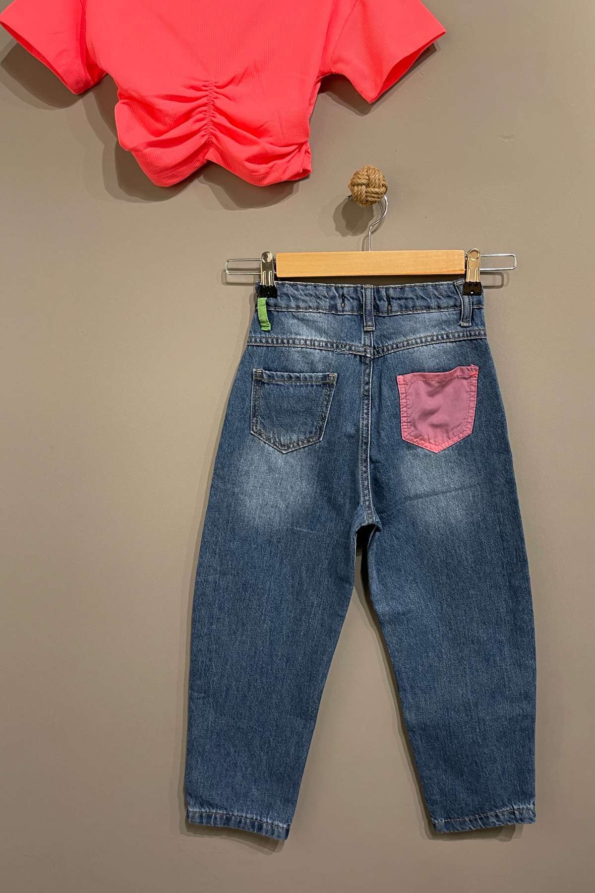 Trend Neon Kot Pantolonlu Takım - Pembe