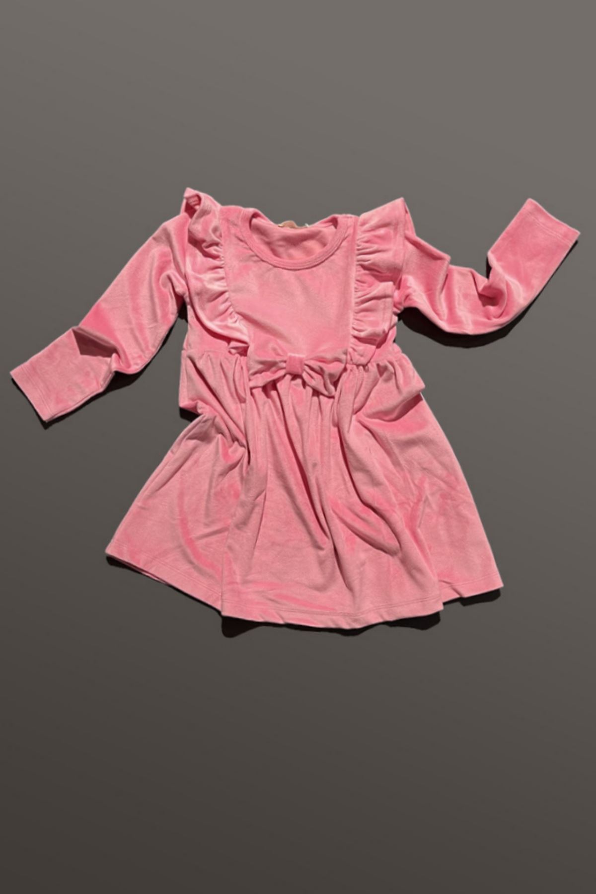 2-8 Yaş Kız Çocuk Kadife Elbise - Pembe
