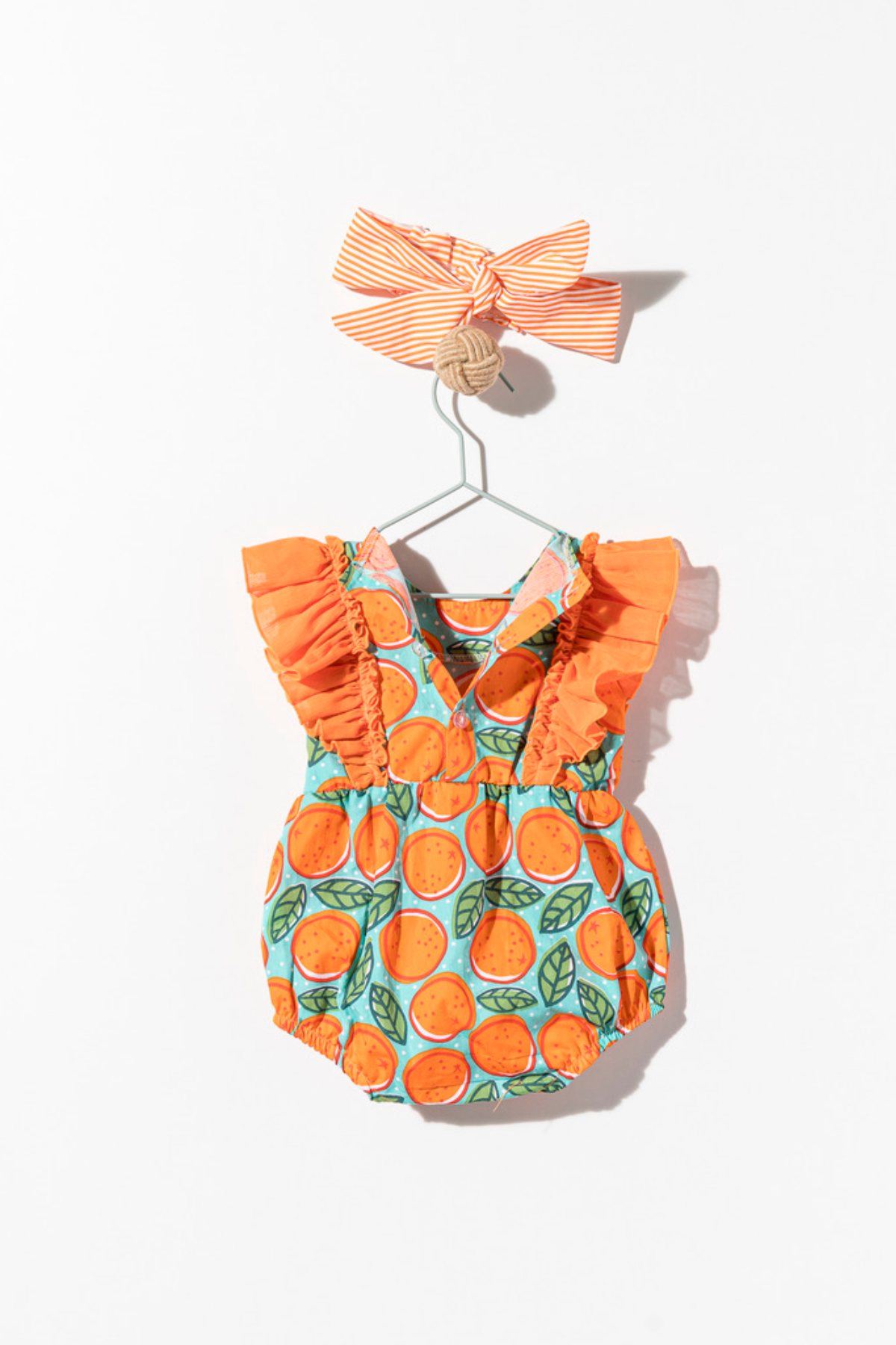 6-24 Ay Summer Orange Bandanalı Tulum Elbise 