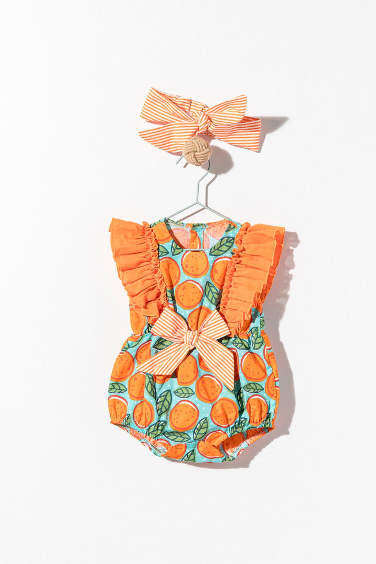 6-24 Ay Summer Orange Bandanalı Tulum Elbise 