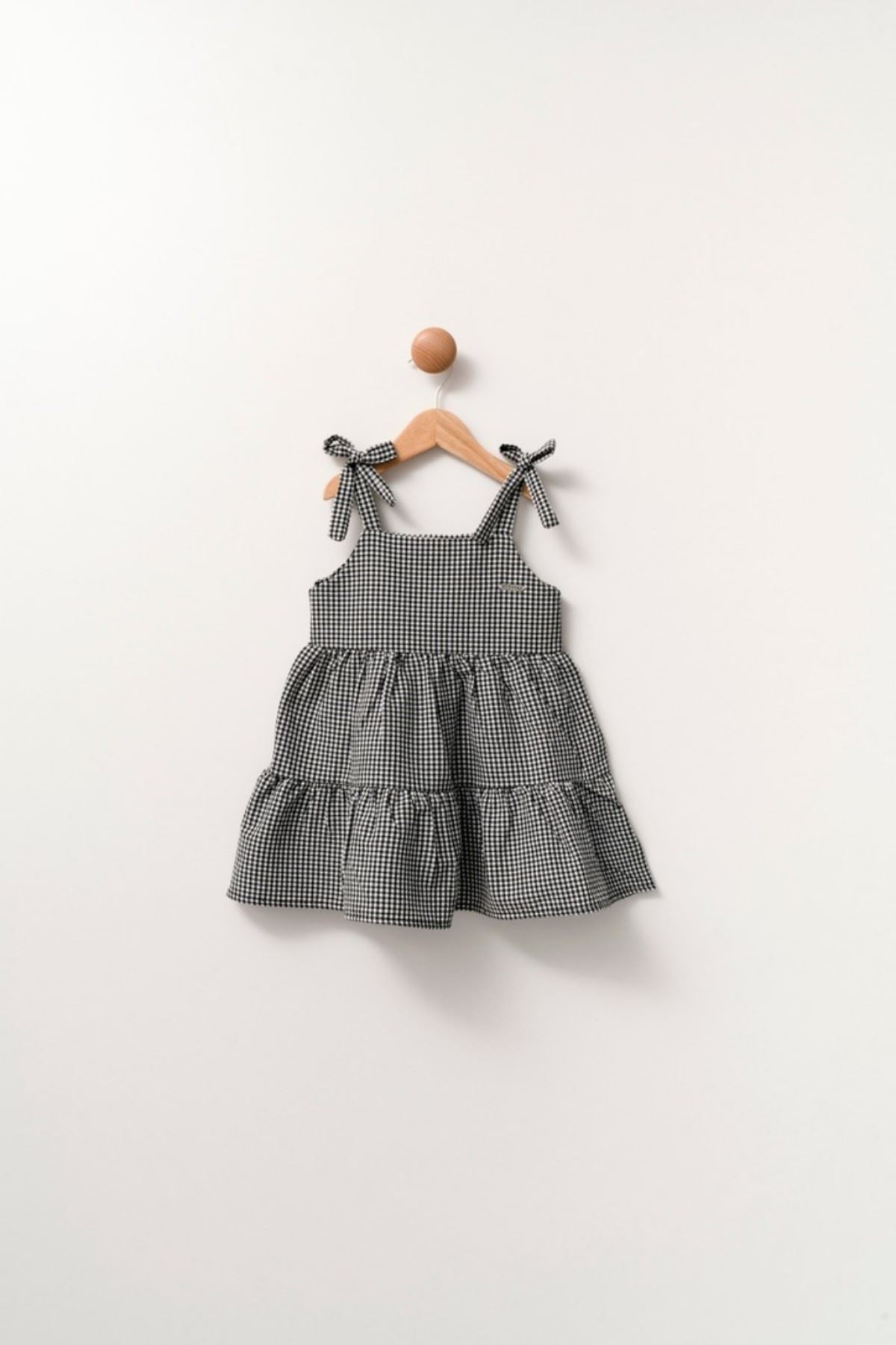 1-5 Yaş Pötikare Kız Çocuk Elbise - Lacivert