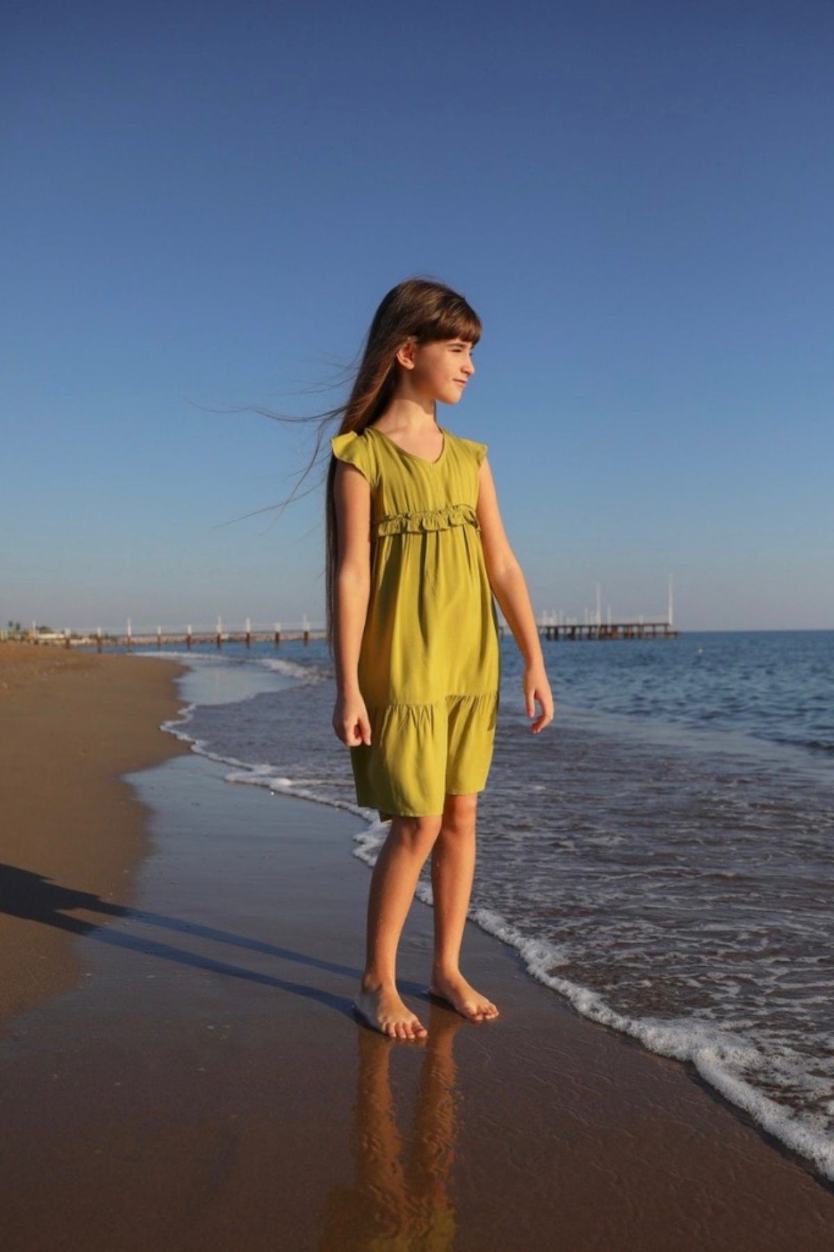 4-16 Yaş Beach Aqua Kız Çocuk Elbise 