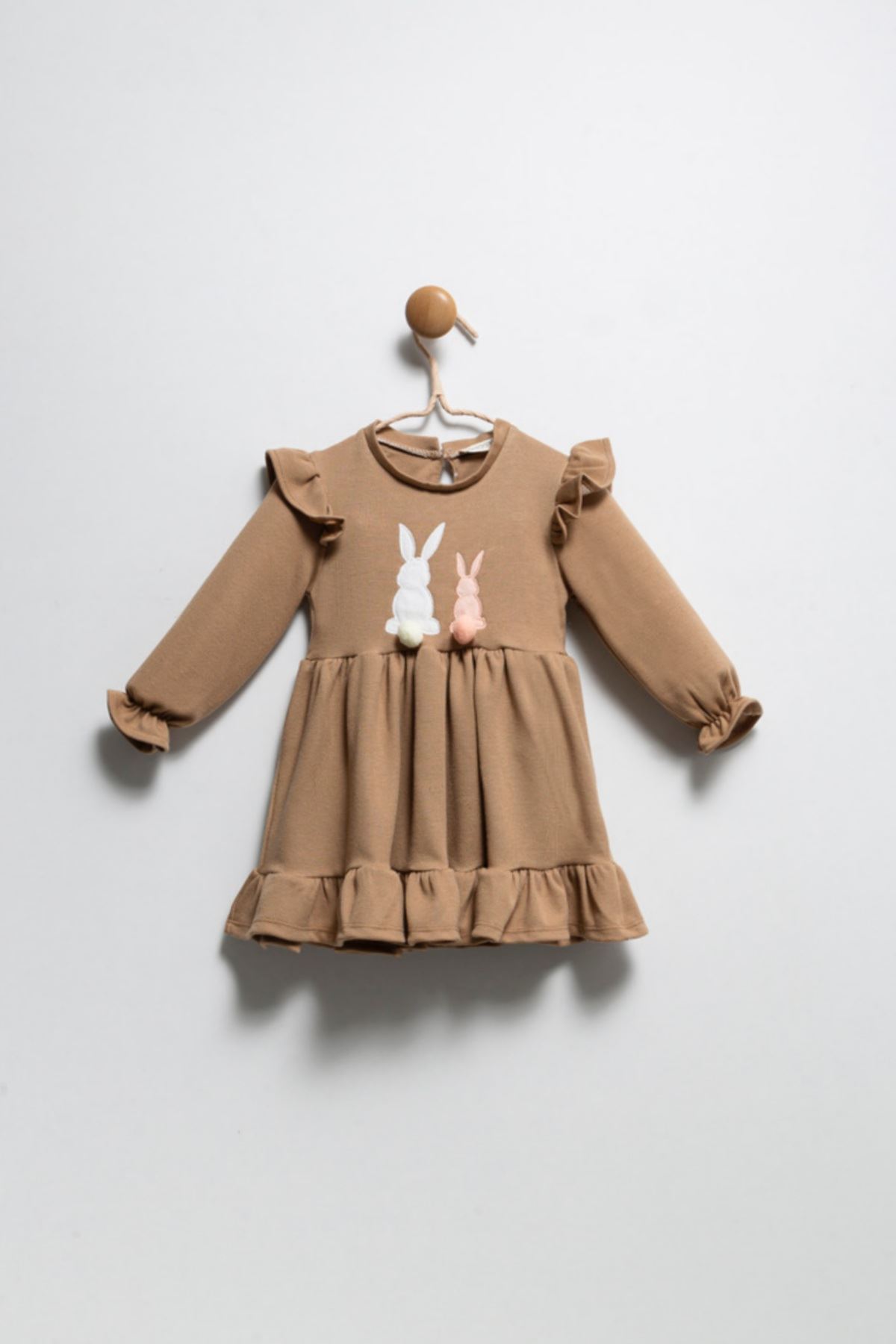 2-5 Yaş Rabbit Kız Çocuk Elbise - Cappuccino