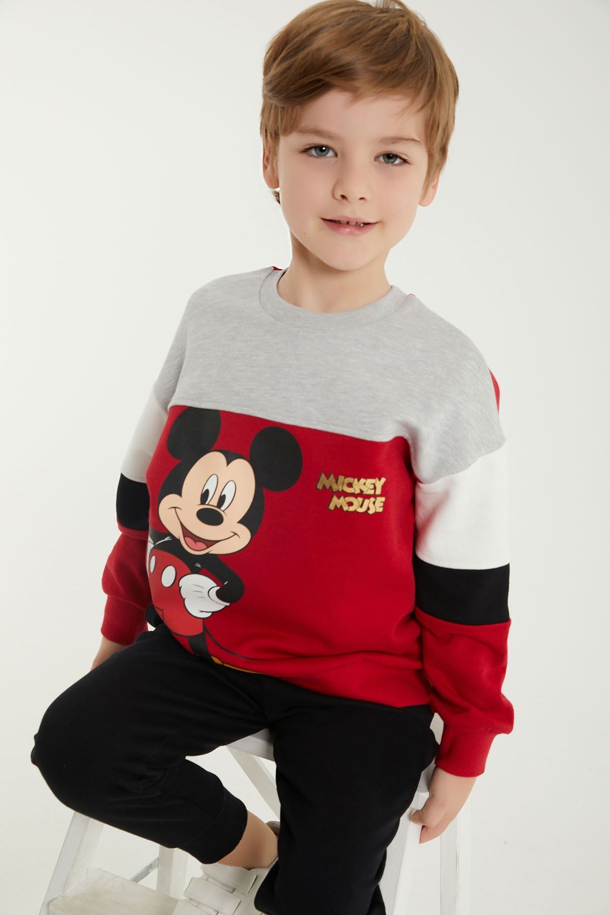 3-9 Yaş Lisanslı Mickey Mouse Erkek Çocuk Takım - Kırmızı