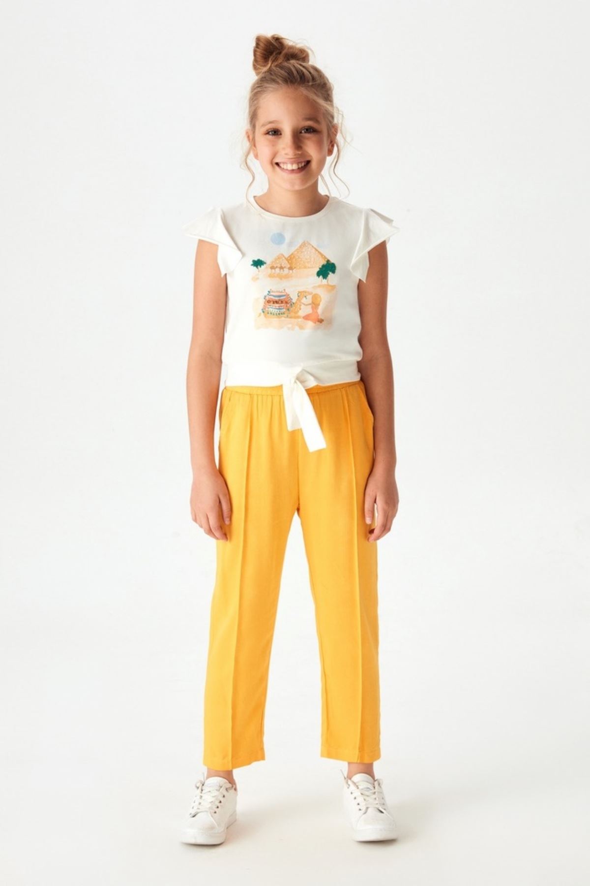 8-14 Yaş Deserto Kız Çocuk Pantolon -Sarı