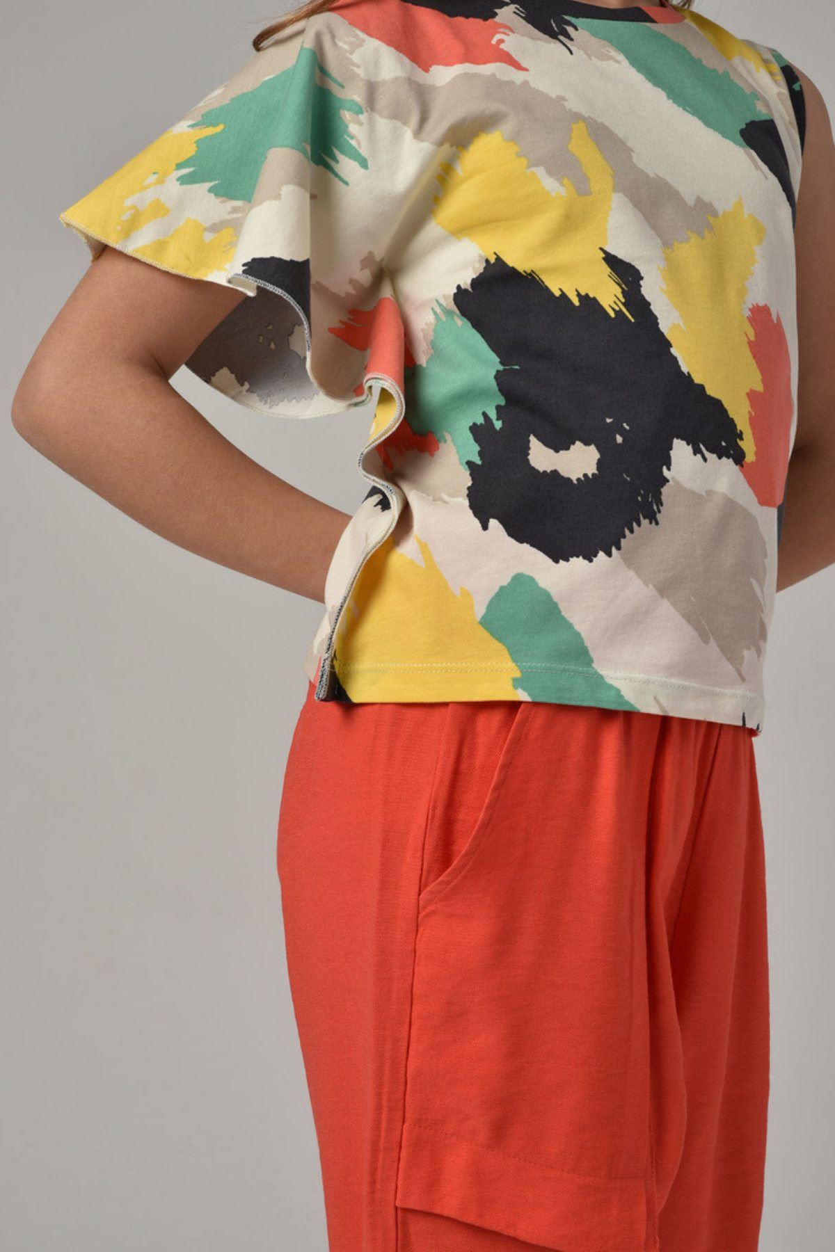 8-14 Yaş Colors Design Kız Çocuk Pantolonlu Takım -Nar Çiçeği