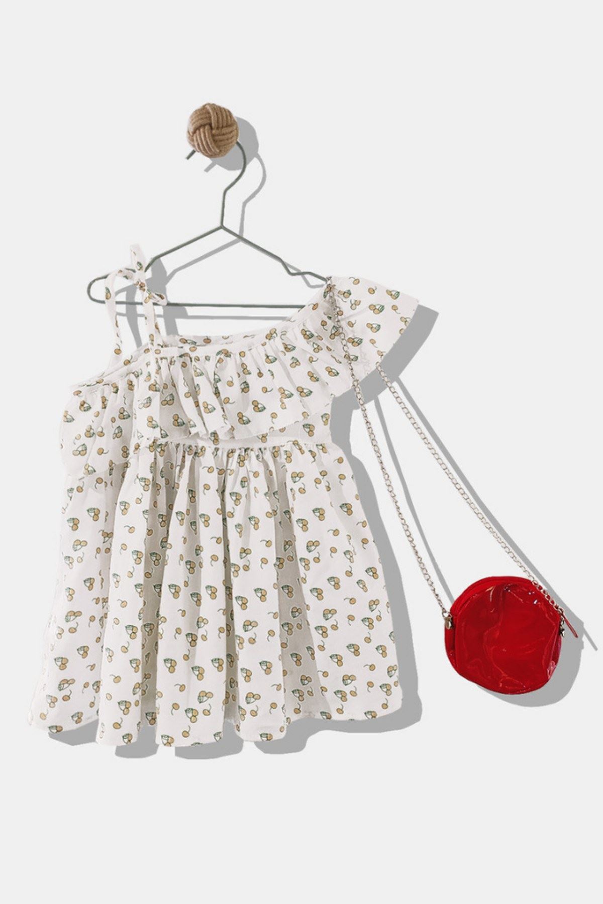  2-5 Yaş Kaylee Çantalı Kız Çocuk Çantalı Elbise -Somon
