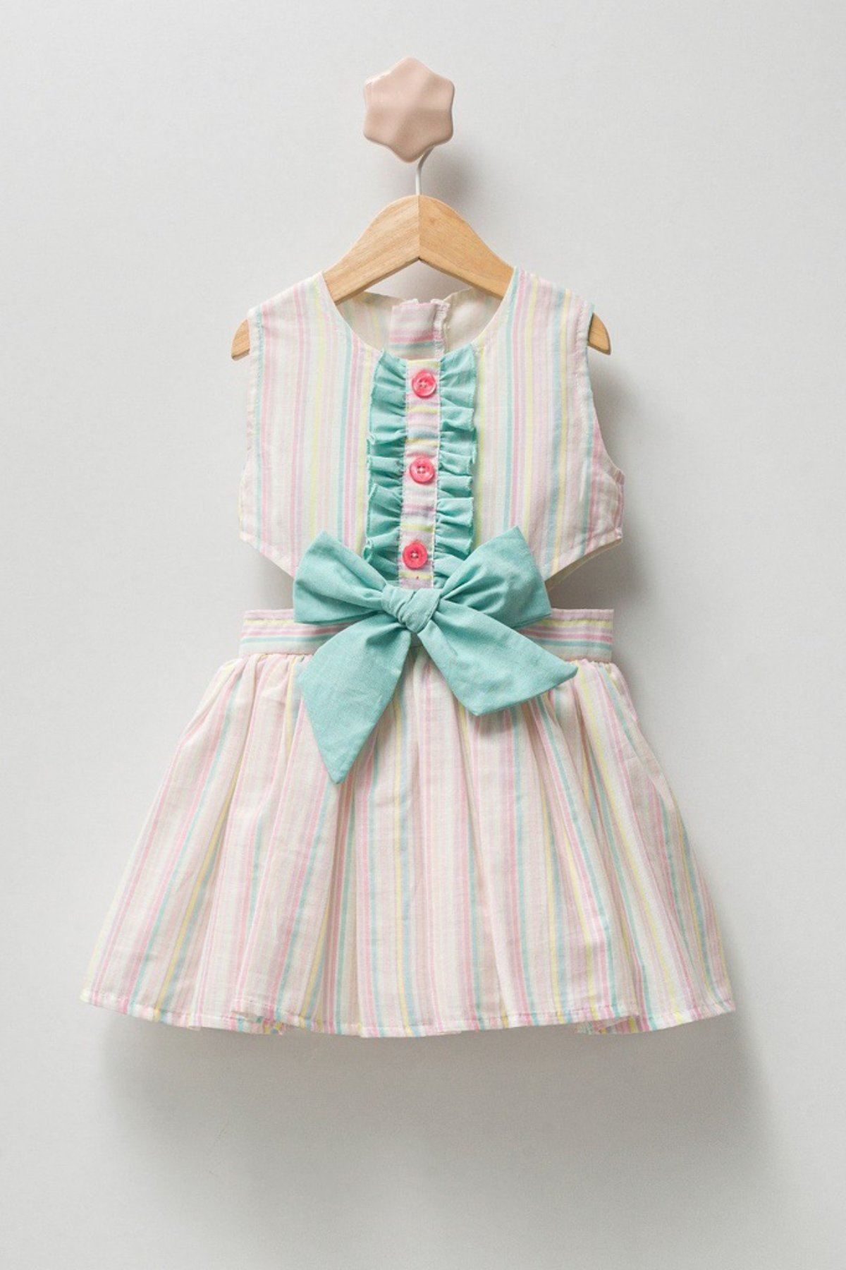 2-5 Yaş Clary Line Kız Çocuk Elbise -Mint