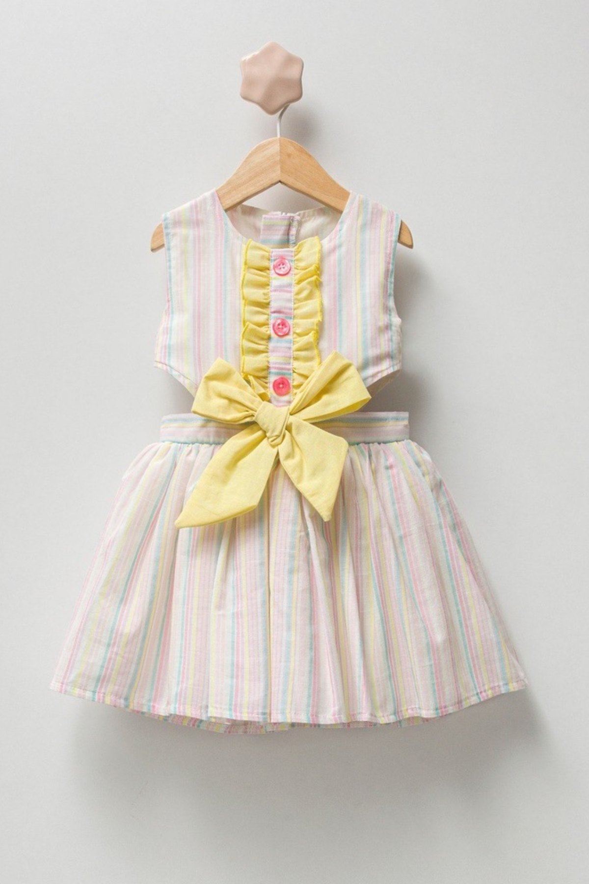 2-5 Yaş Clary Line Kız Çocuk Elbise -Sarı