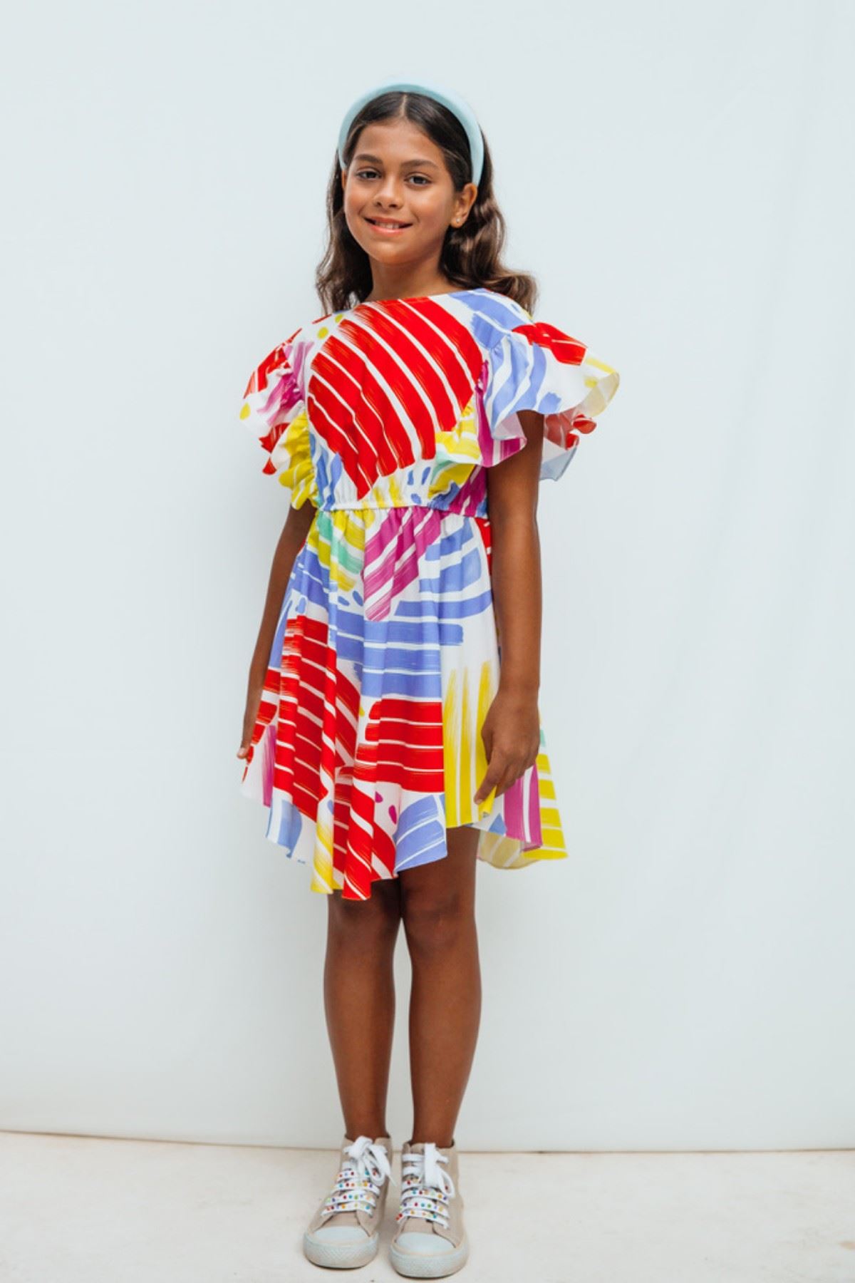 4-12 Yaş Colors Design Kız Çocuk Elbise -Oranj