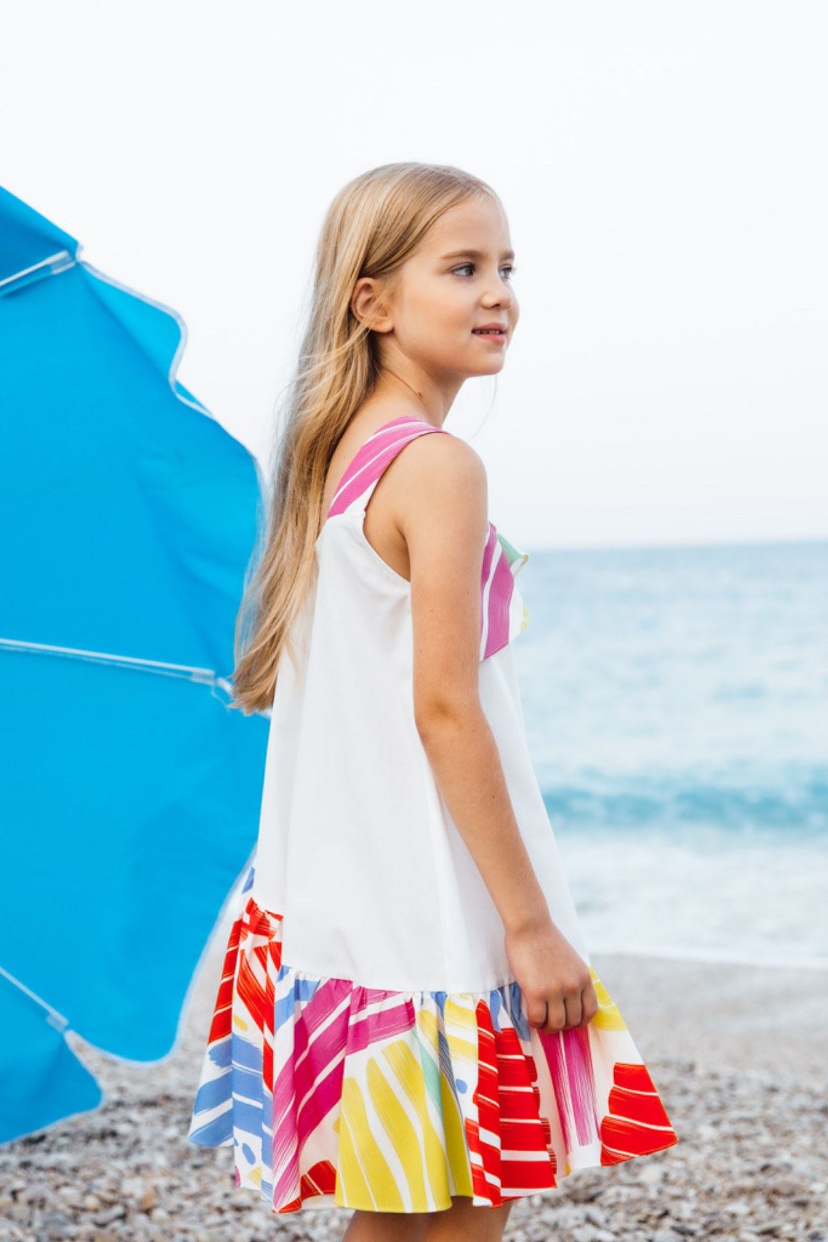 4-12 Yaş Colors Design Kız Çocuk Elbise -Ekru