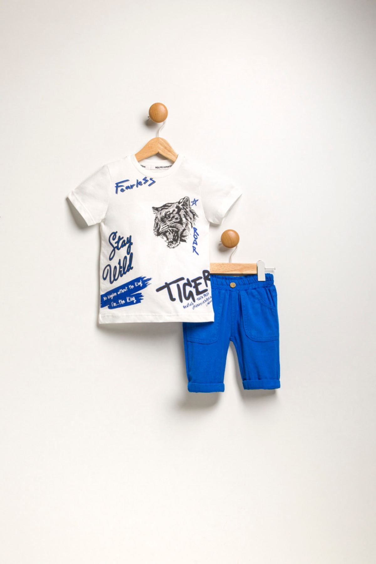  2-5 Yaş Tiger Roar Erkek Çocuk Kaprili Takım -Mavi