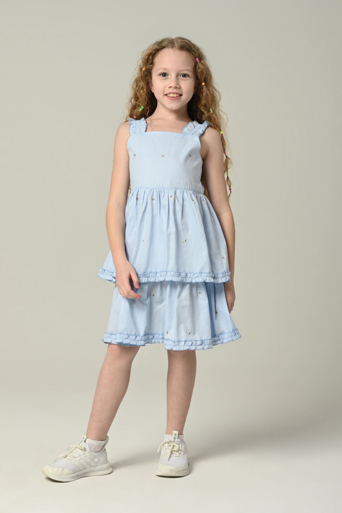 3-8 Yaş Arina Girls Kız Çocuk Elbise -Mavi