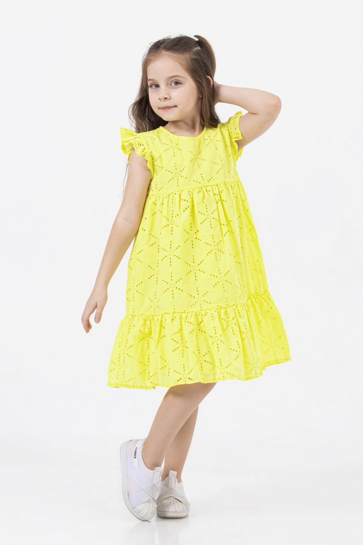 4-9 Yaş Fisto Ninguno Kız Çocuk Elbise -Sarı