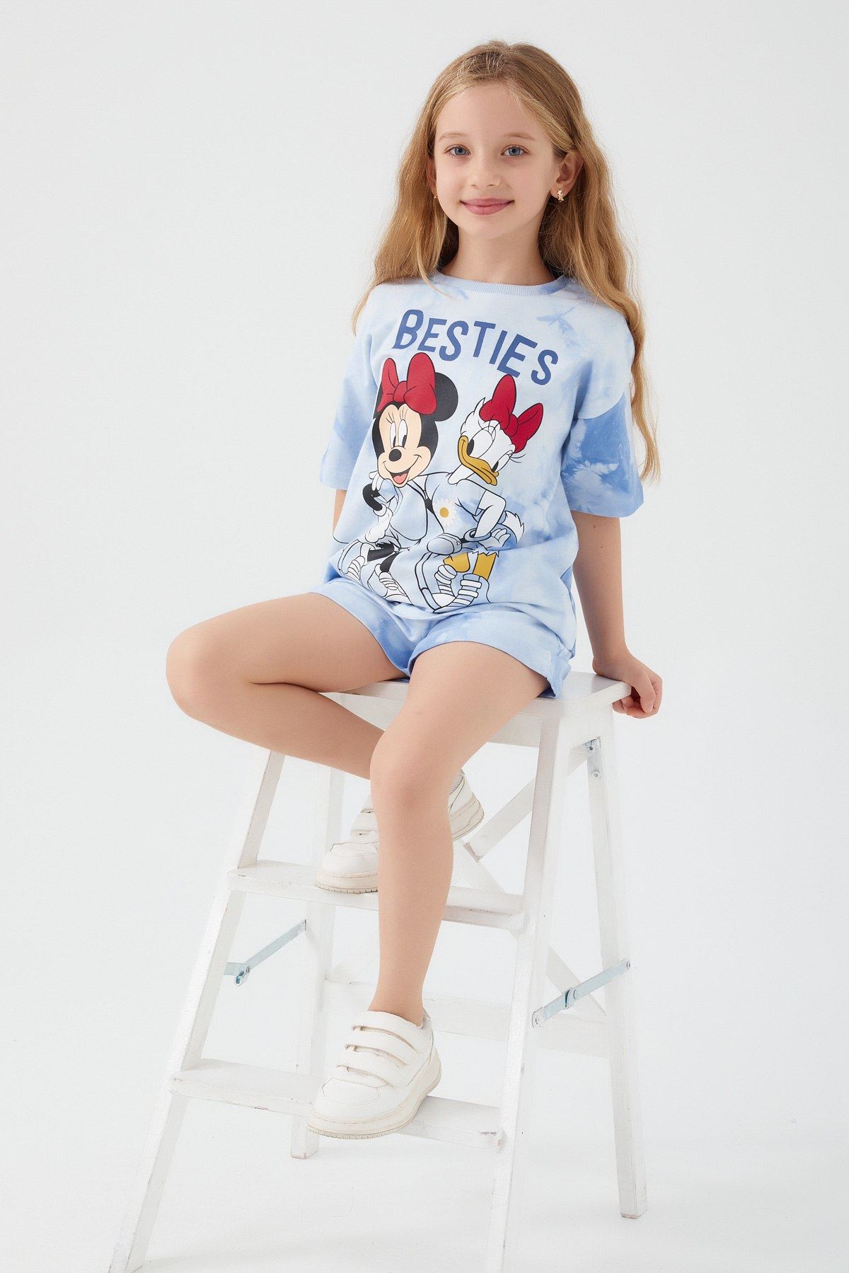 3-9 Yaş Lisanslı Minnie Mouse Kız Çocuk Takım -Mavi