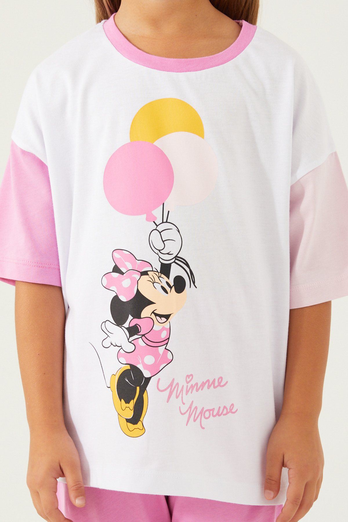 3-9 Yaş Lisanslı Minnie Mouse Kız Çocuk Takım -Beyaz