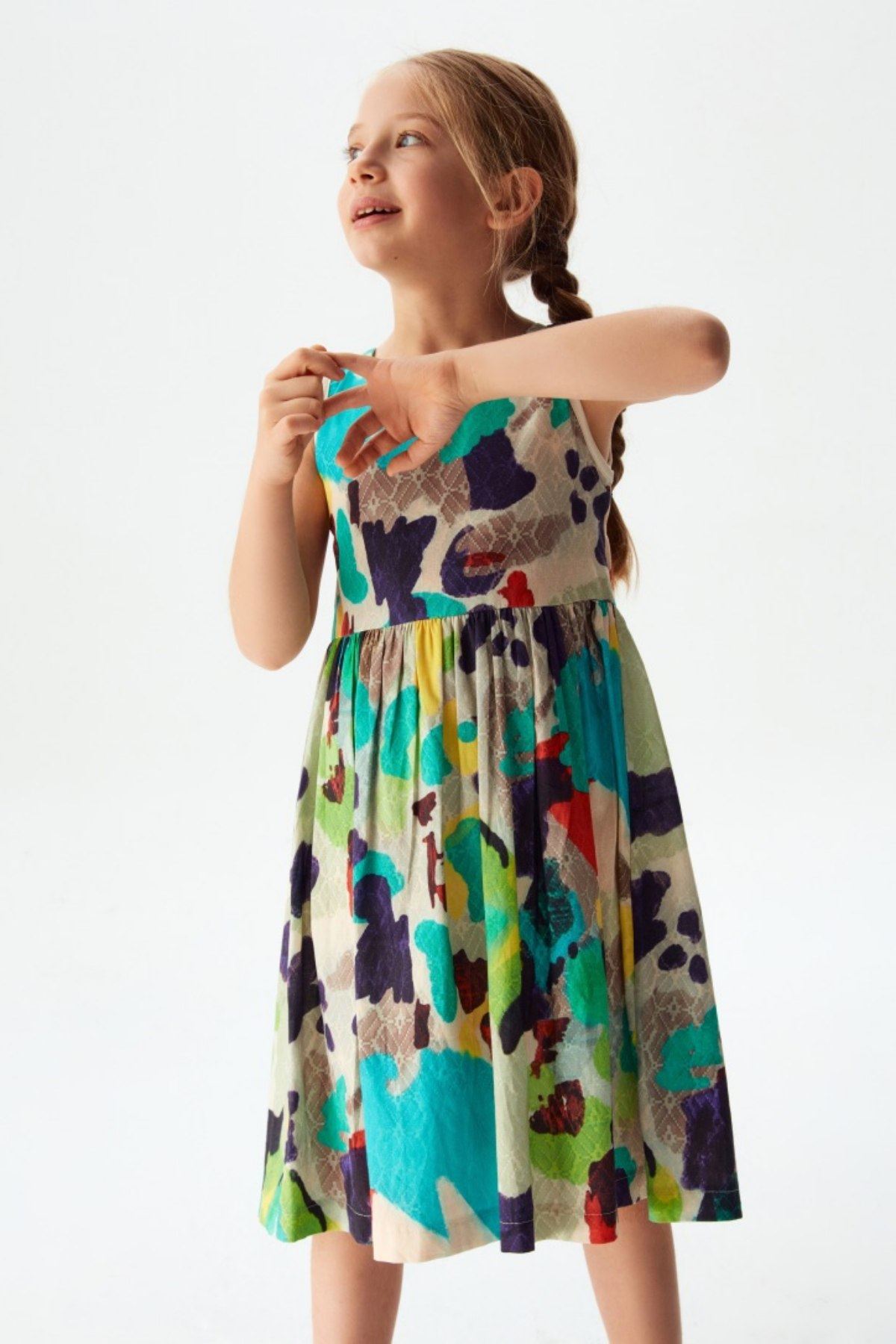 4-8 Yaş Elegance Colors Kız Çocuk Elbise -Krem