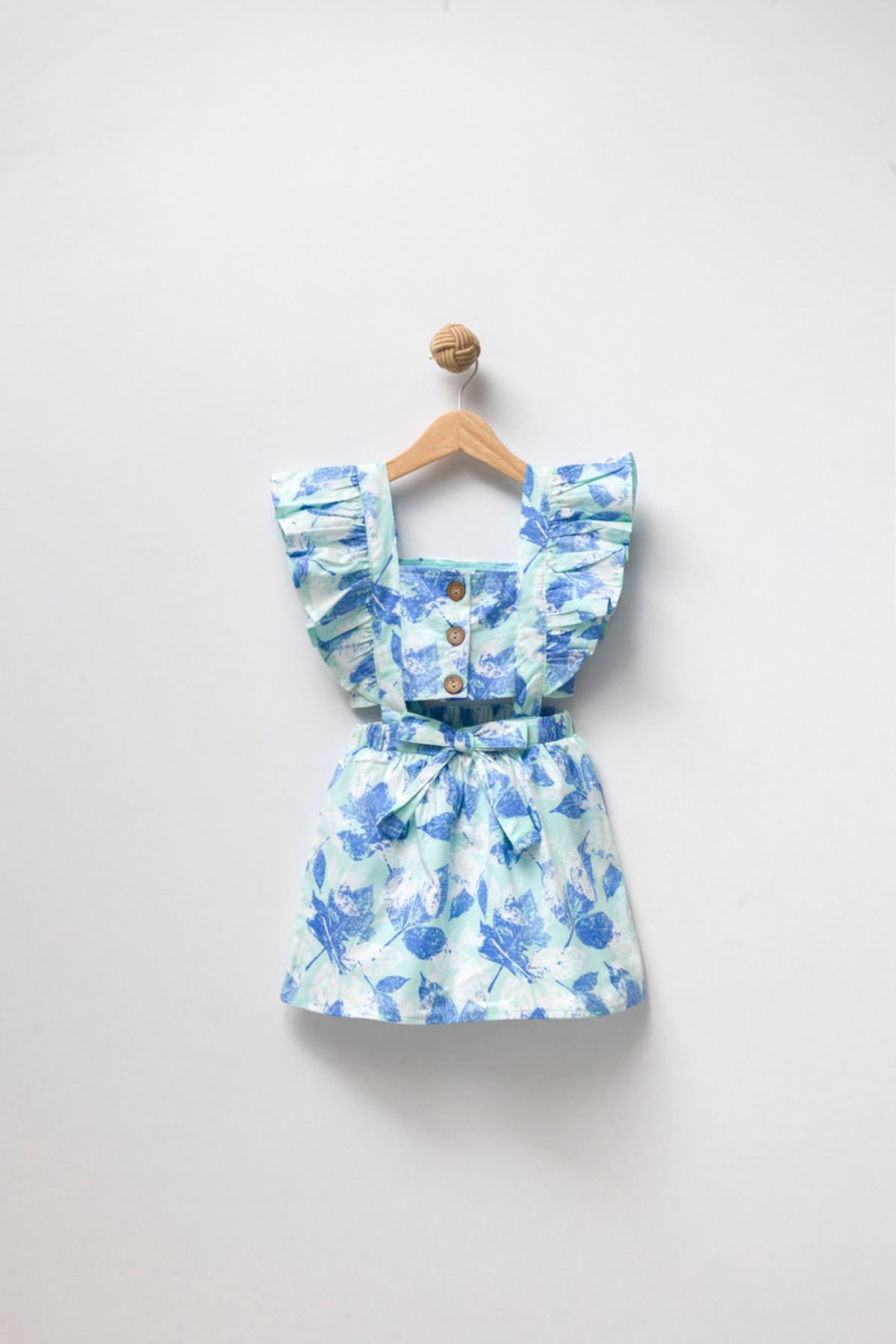 3-8 Yaş Butterfly Kız Çocuk Elbise -Mavi