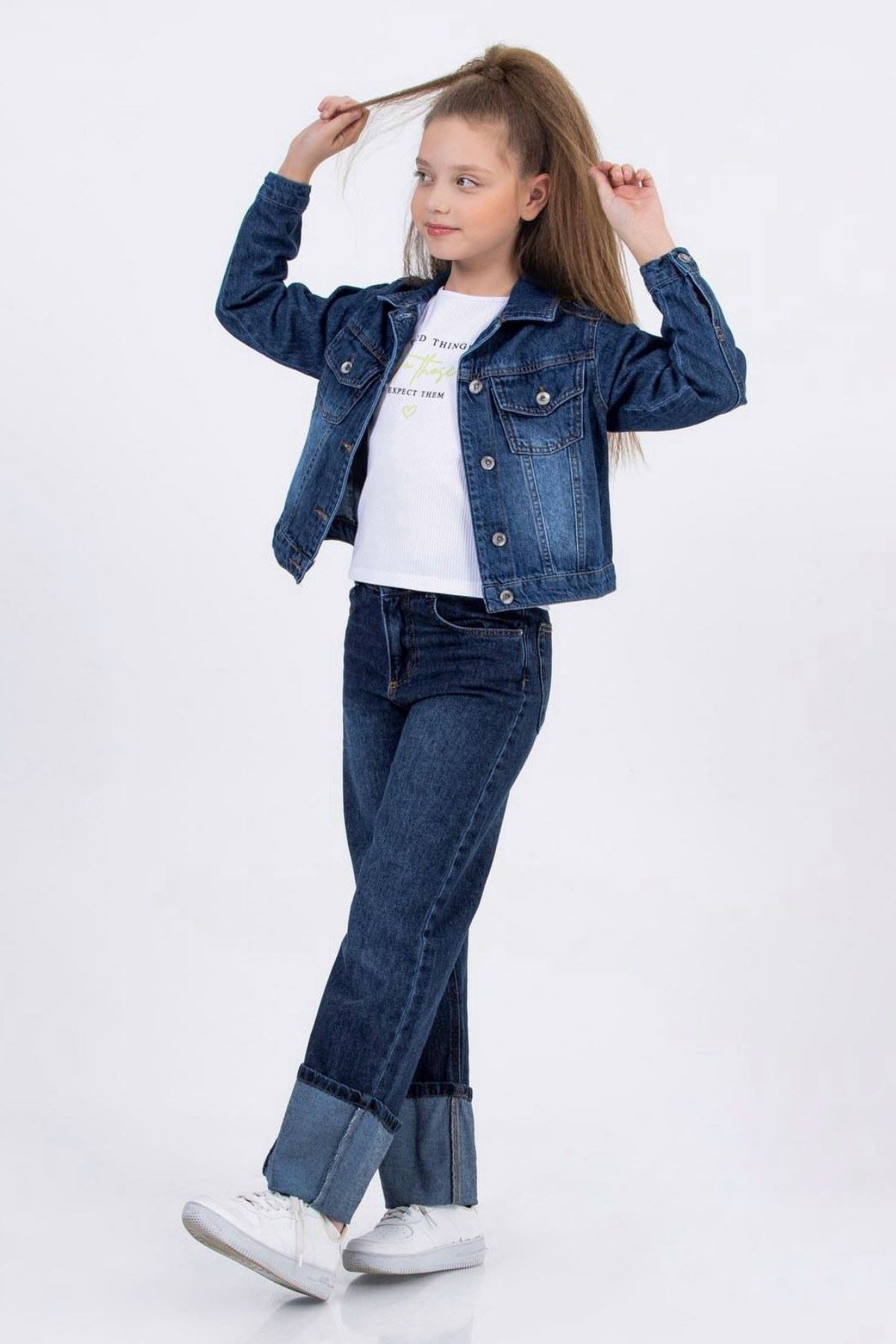 4-14 Yaş Fashioness Jeans Kız Çocuk Pantolon -İndigo