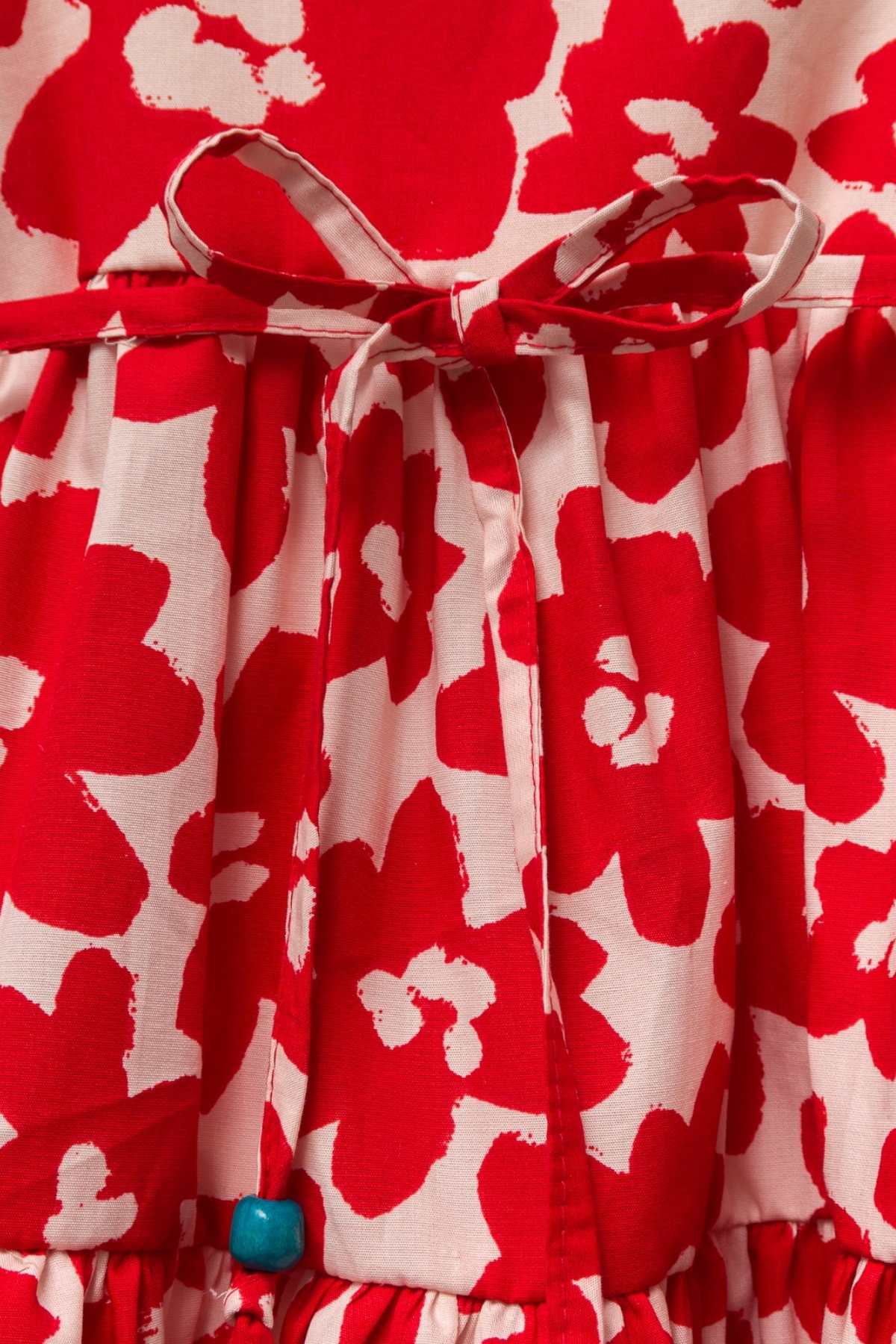  2-5 Yaş Papatya Kız Çocuk Çantalı Elbise -Kırmızı