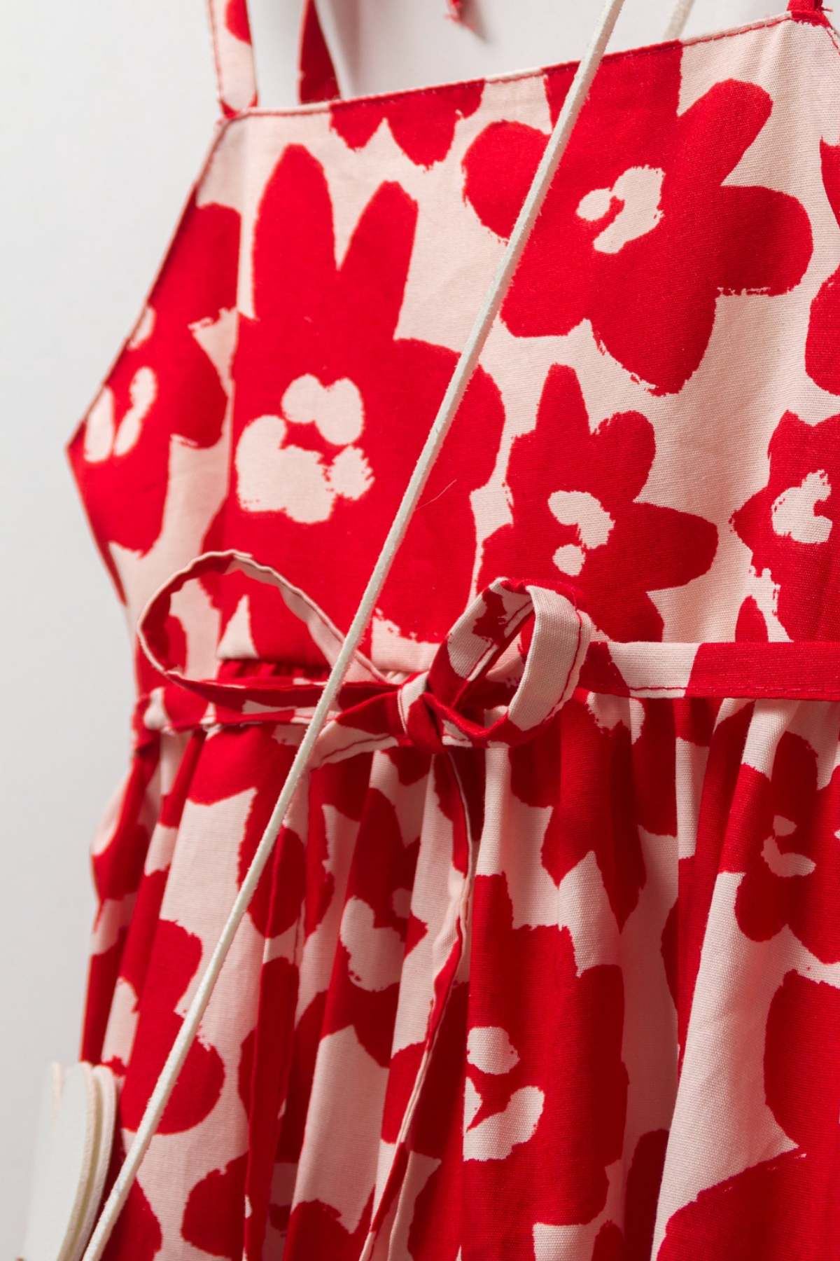  2-5 Yaş Papatya Kız Çocuk Çantalı Elbise -Kırmızı