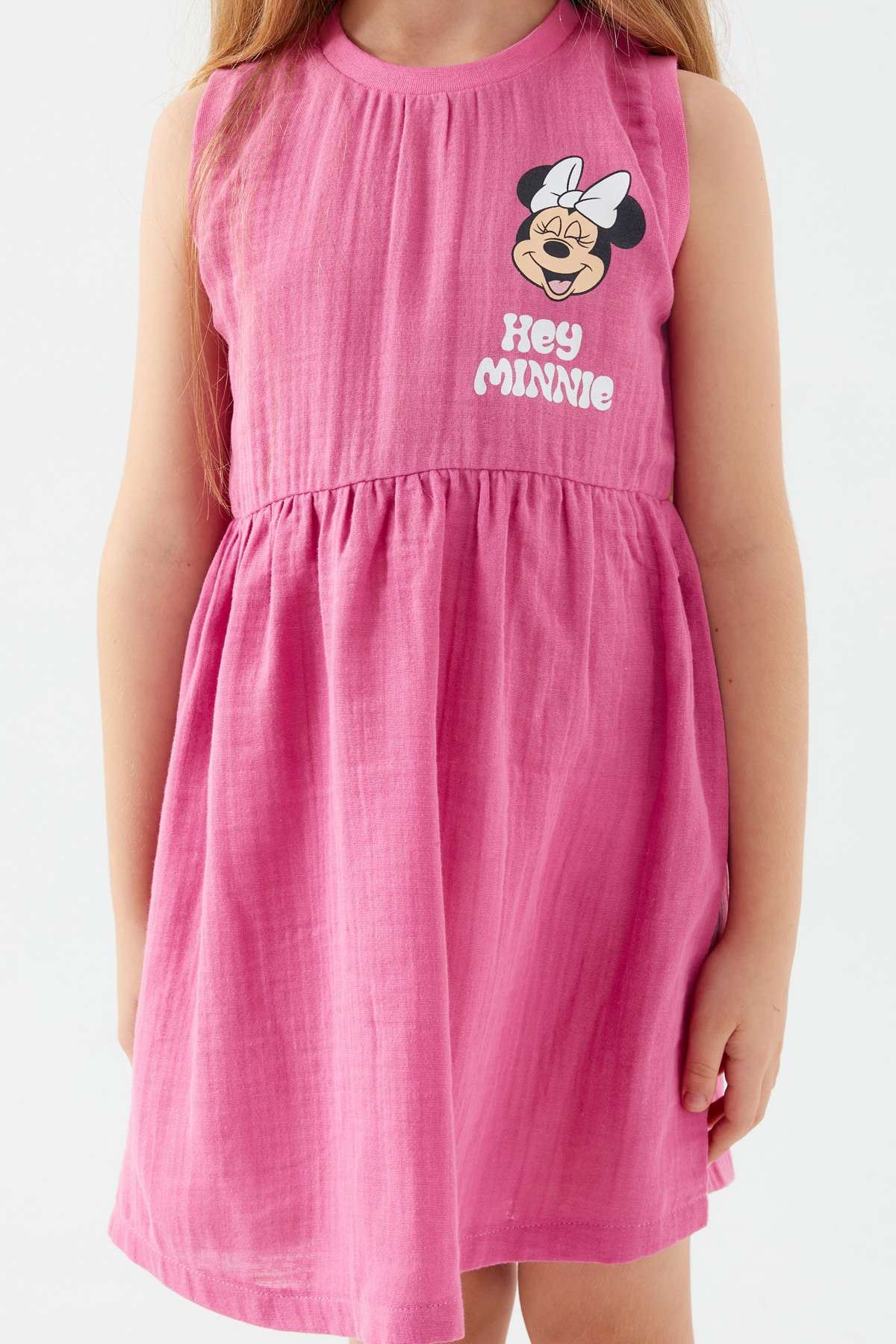 3-9 Yaş Lisanslı Minnie Mouse Kız Çocuk Elbise -Gül Kurusu