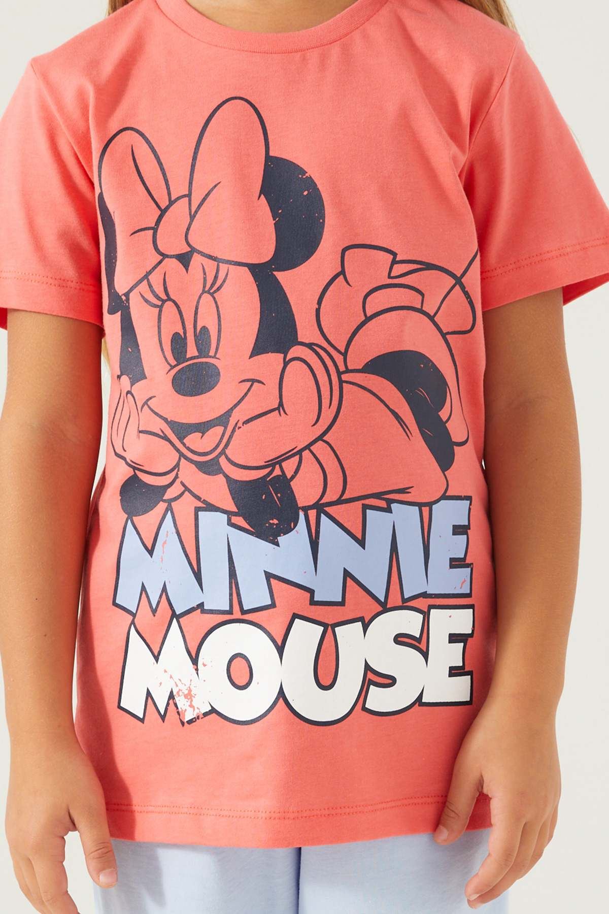 3-9 Yaş Lisanslı Minnie Mouse Kız Çocuk Takım -Mercan