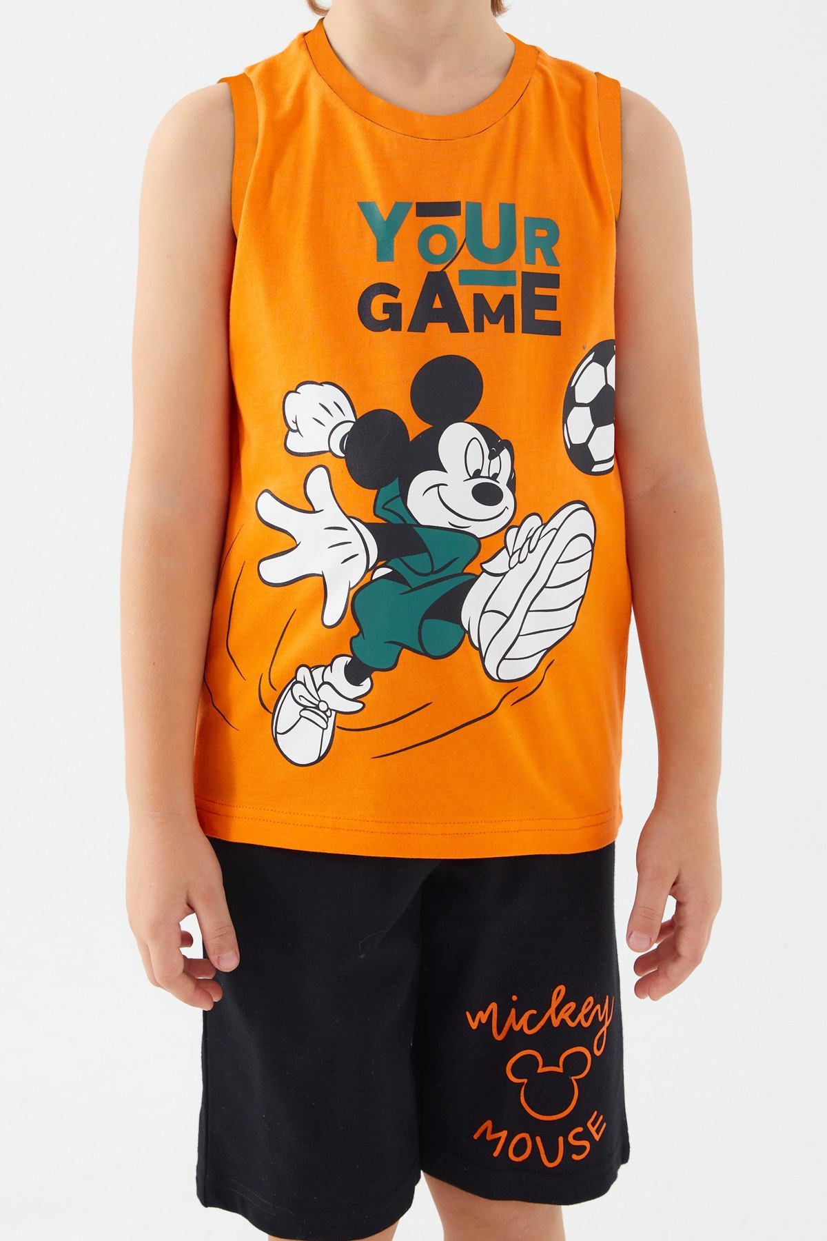 3-9 Yaş Lisanslı Mickey Mouse Erkek Çocuk Takım -Turuncu