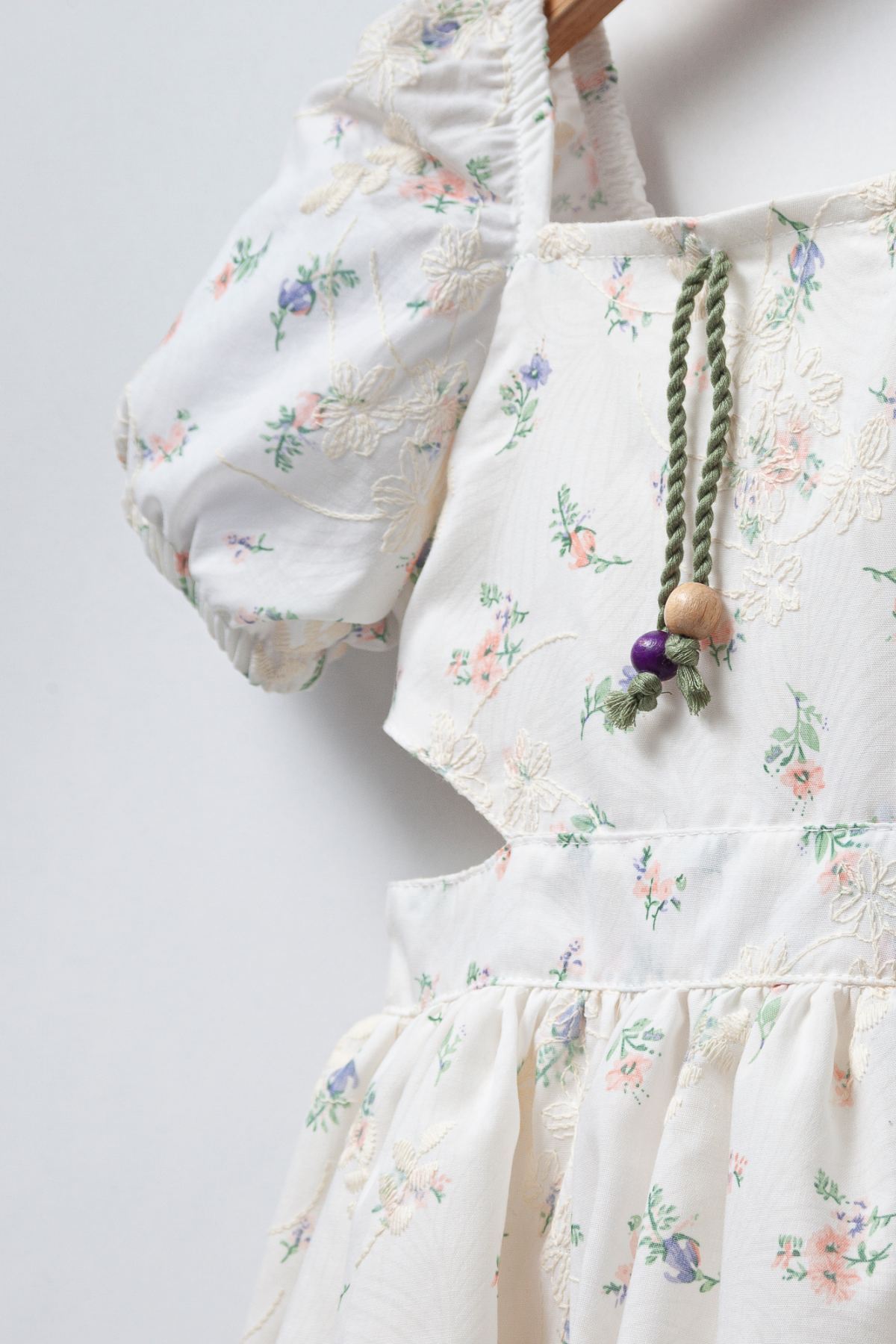 2-5 Yaş Rana Flower Kız Çocuk Elbise -Pastel Yeşil