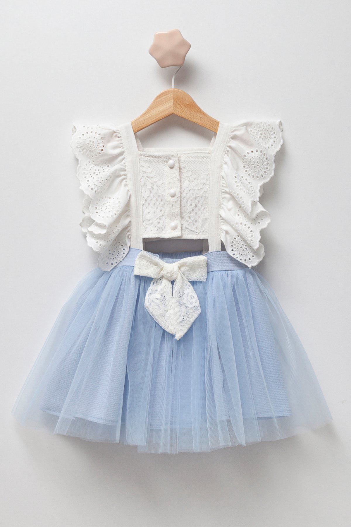 2-5 Yaş Fisto Polka Kız Çocuk Elbise -Mavi