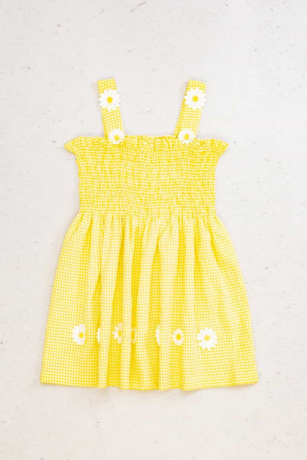 4-9 Yaş Daisy Happy Kız Çocuk Elbise -Sarı