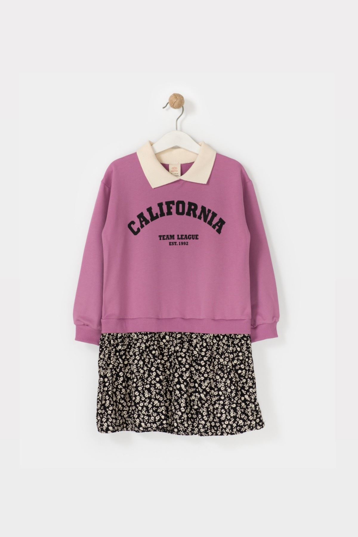 4-7 Yaş California Kız Çocuk Sweat Elbise -Mor