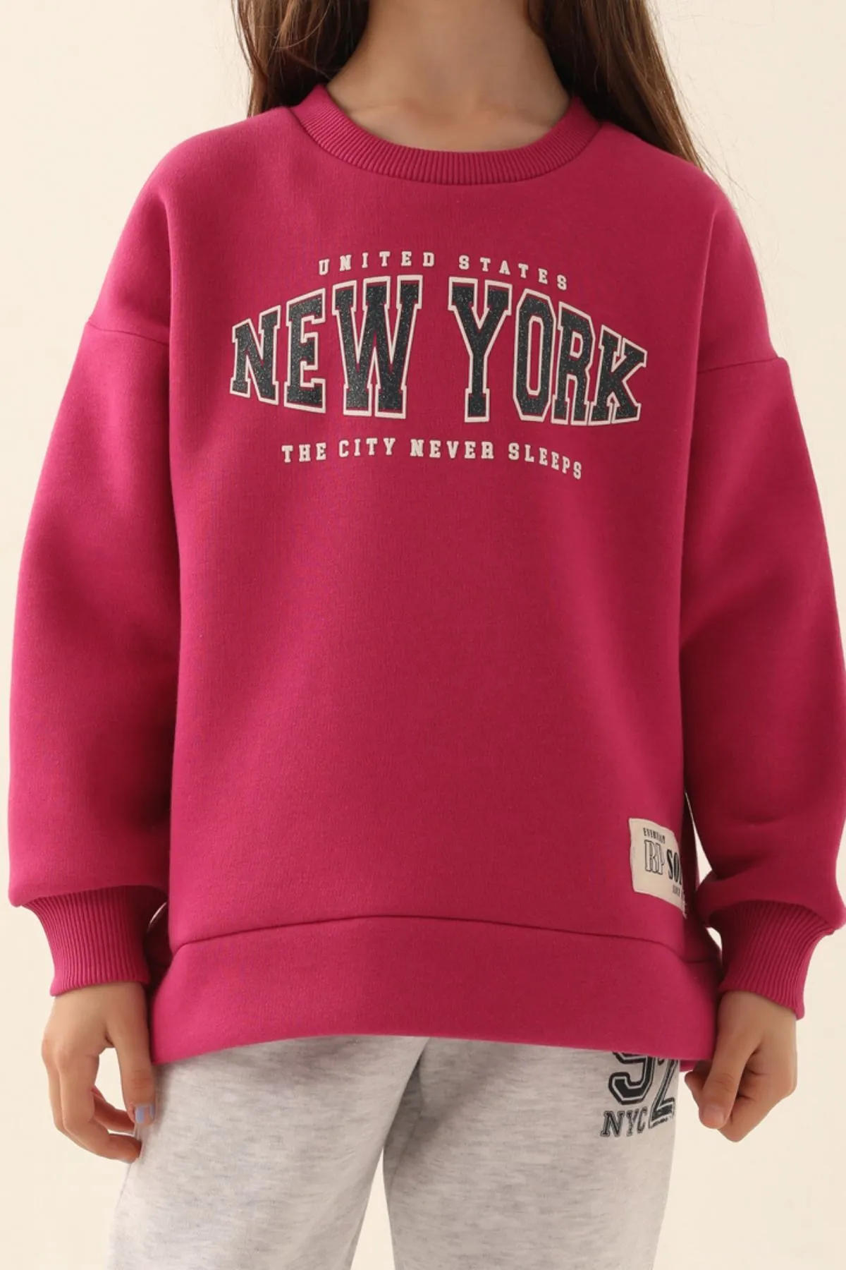 2-15 Yaş New York City Kız Çocuk Eşofman Takım -Mürdüm
