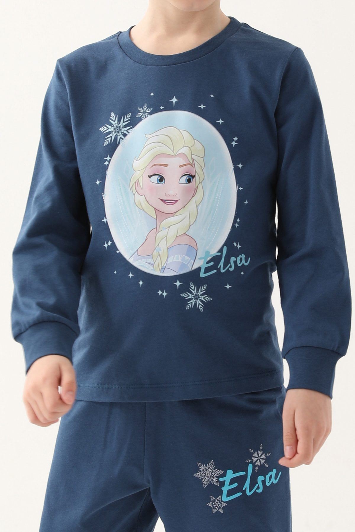 3-9 Yaş Lisanslı Elsa Frozen Kız Çocuk Takım -İndigo