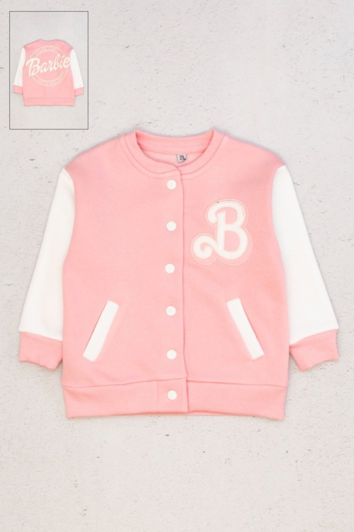 4-9 Yaş Pink Fashion Kız Çocuk Bomber Ceket -Pembe