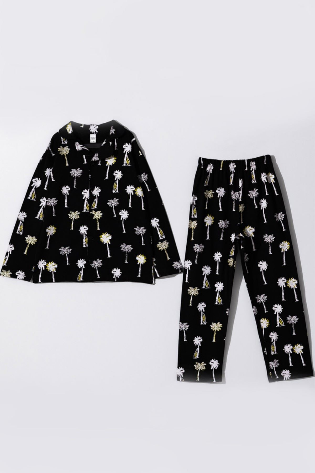 6-9 Yaş Cotton Fashion Erkek Çocuk Pijama Takım -Siyah