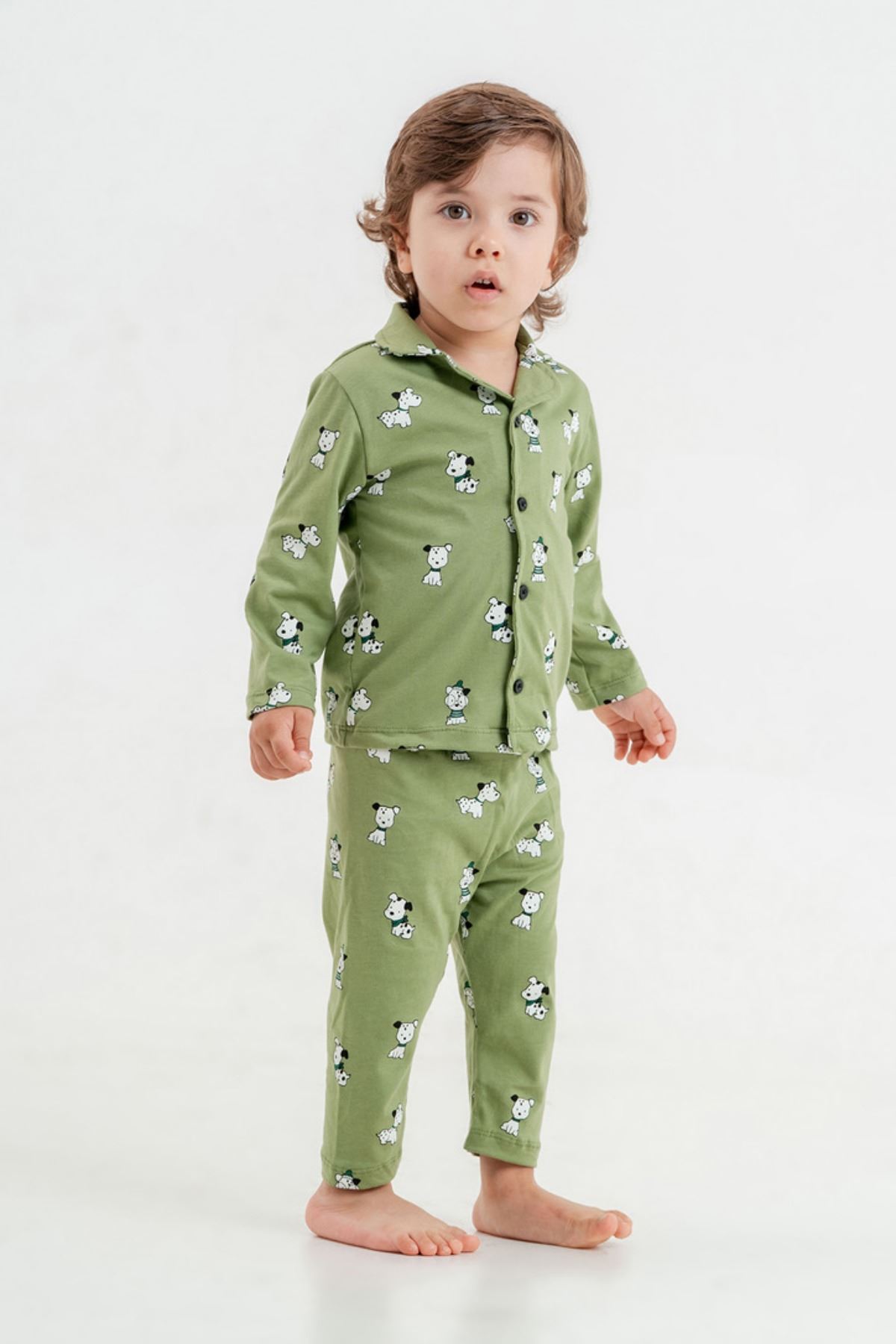 6-18 Aylık Cotton Sleep Erkek Bebek Pijama Takım -Haki