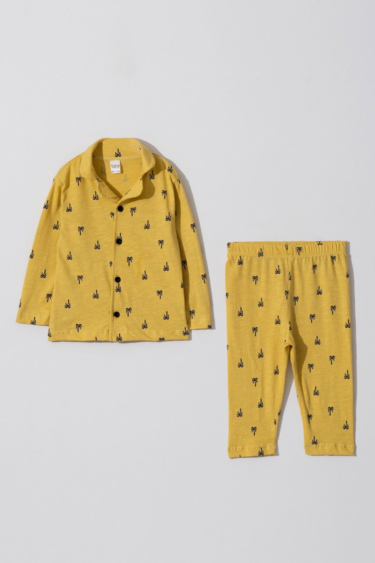 6-18 Aylık Cotton Sleep Erkek Bebek Pijama Takım -Hardal