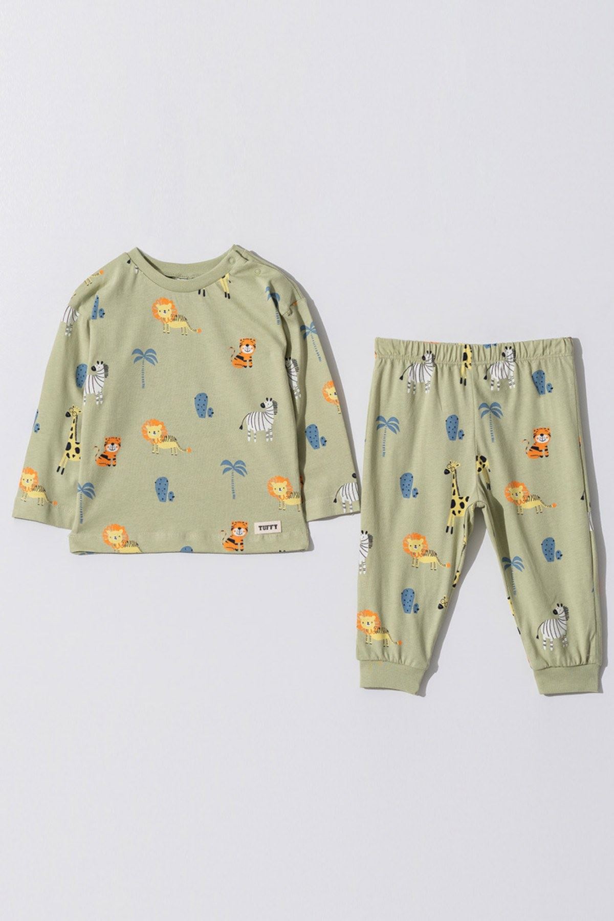 6-18 Aylık New Cotton Sleep Erkek Bebek Pijama Takım -Pastel Haki