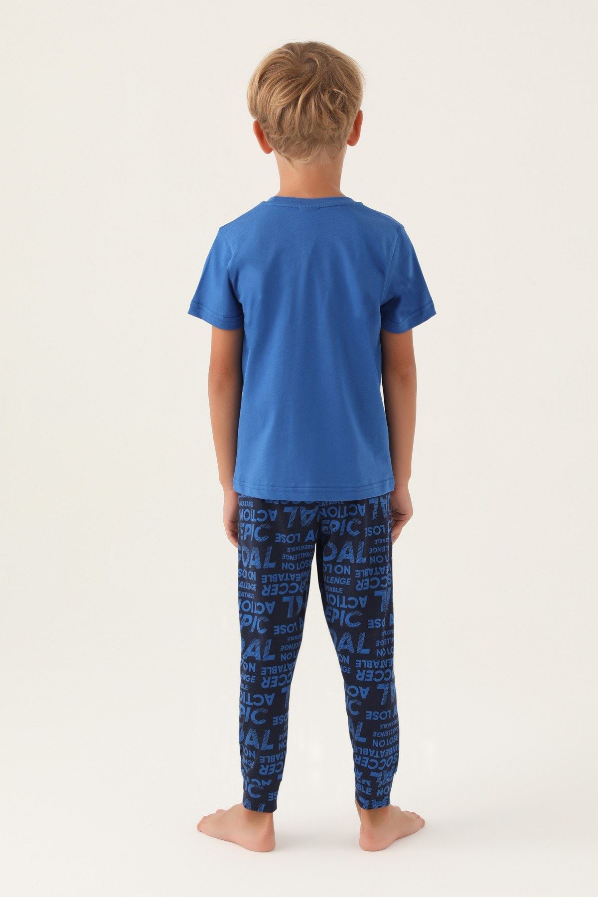 2-15 Yaş Gool Erkek Çocuk Pijama Takım -Mavi