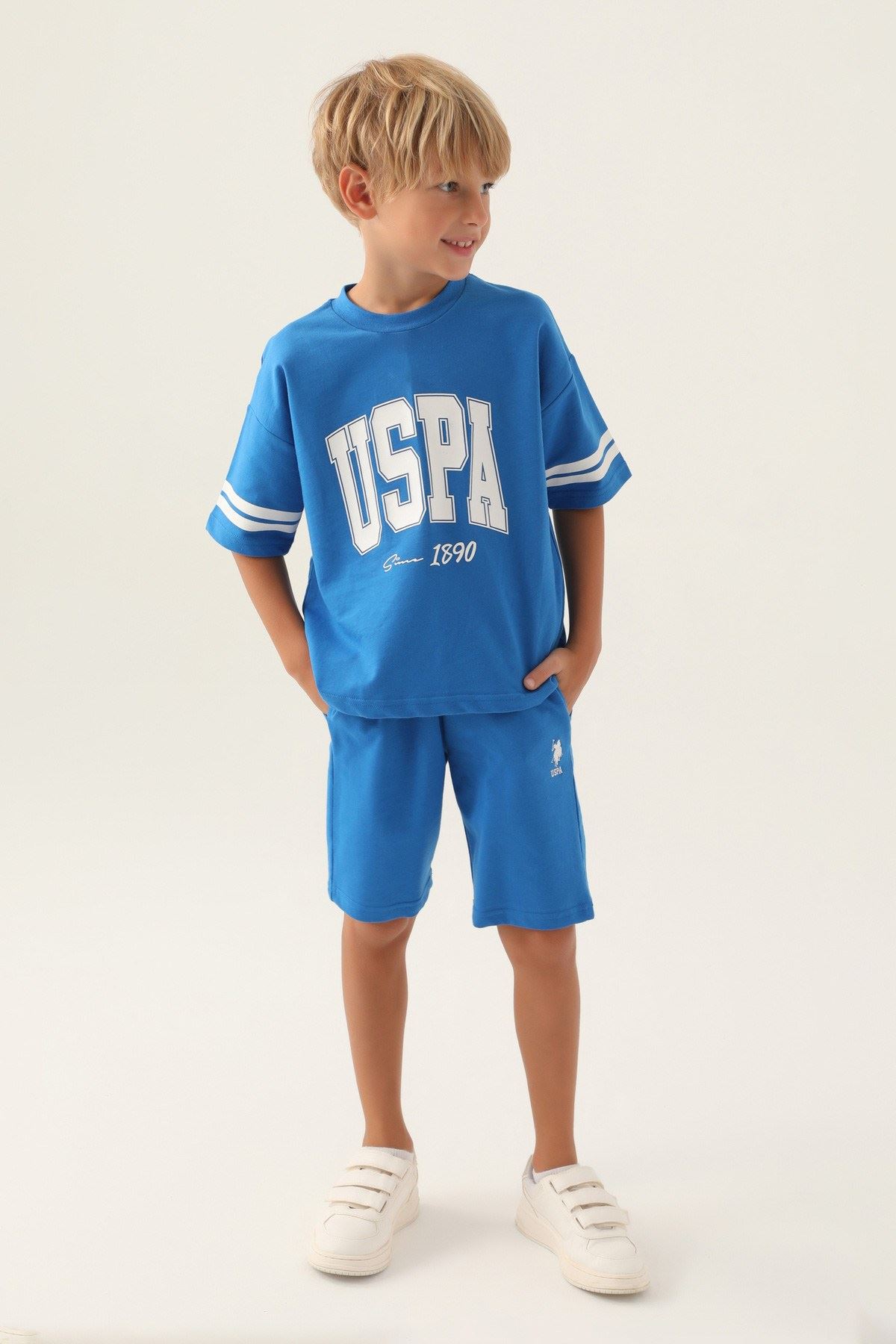 4-15 Yaş Lisanslı Us Polo ASSN Erkek Çocuk Takım -Kobalt Mavisi