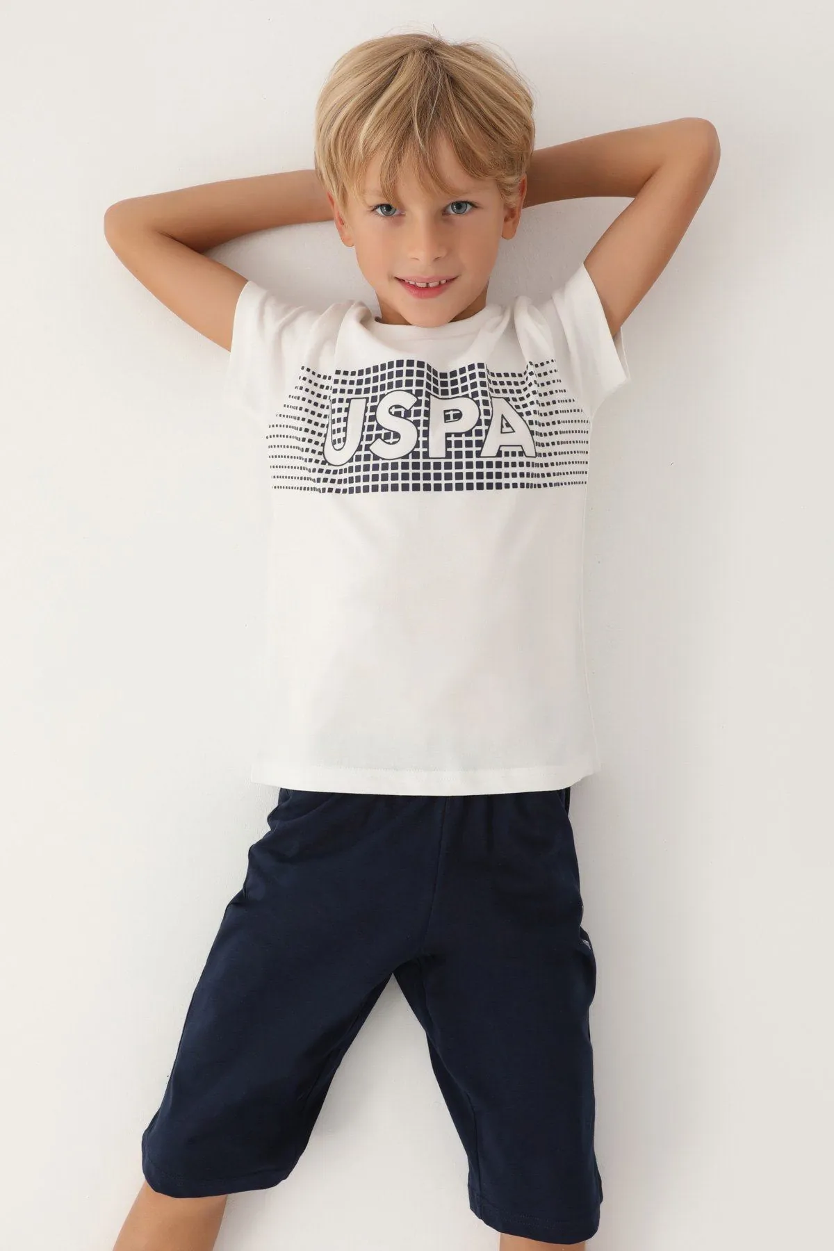 4-15 Yaş Lisanslı Us Polo ASSN Erkek Çocuk Takım -Ekru