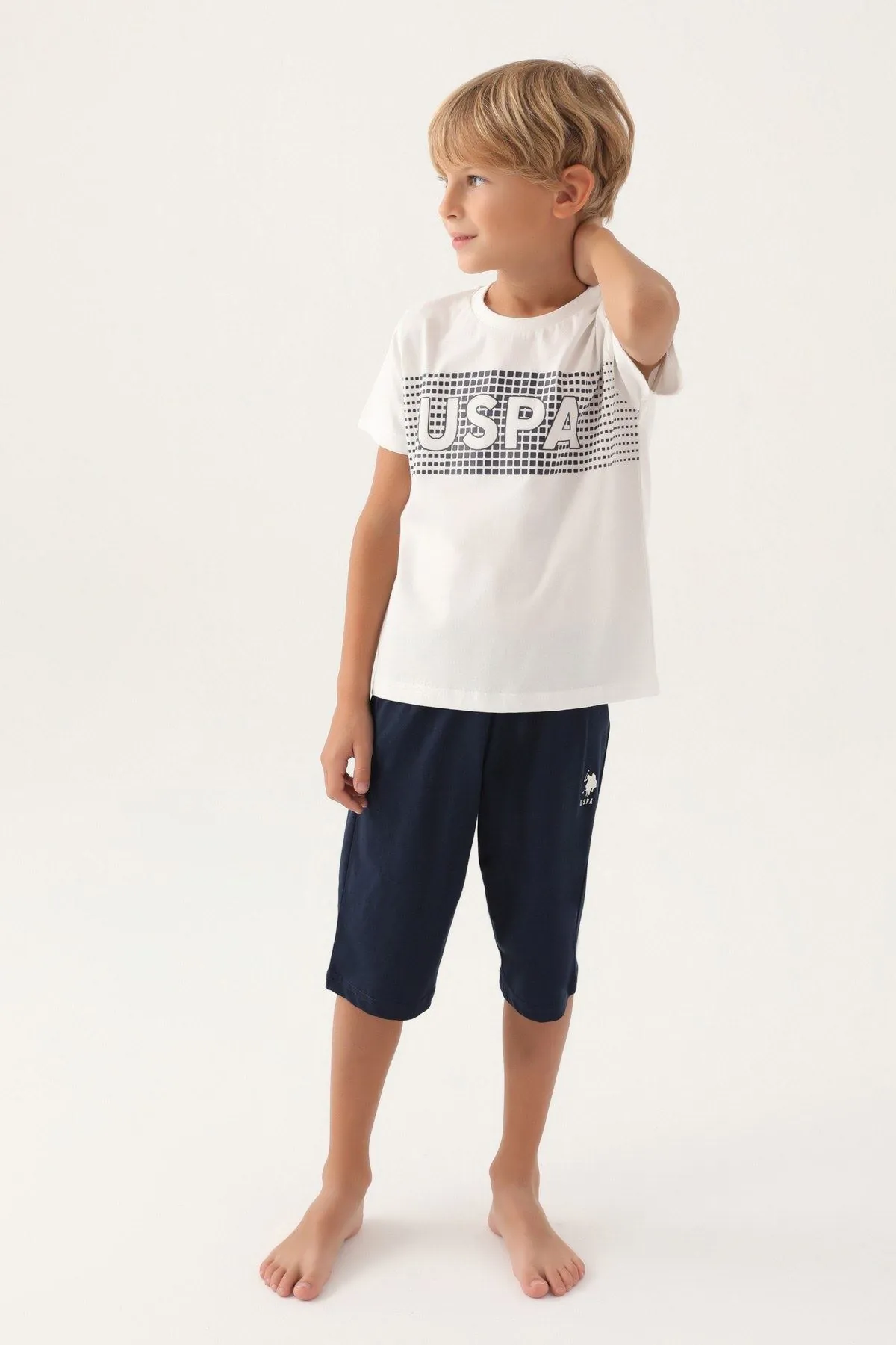 4-15 Yaş Lisanslı Us Polo ASSN Erkek Çocuk Takım -Ekru