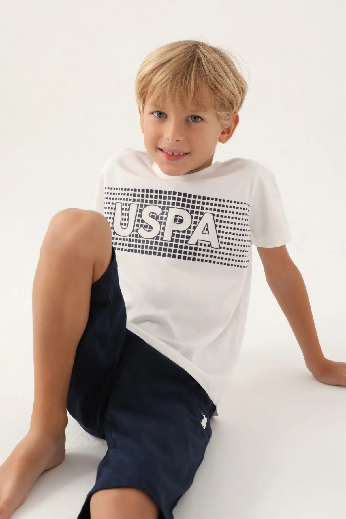 4-15 Yaş Lisanslı Us Polo ASSN Erkek Çocuk Takım -Ekru