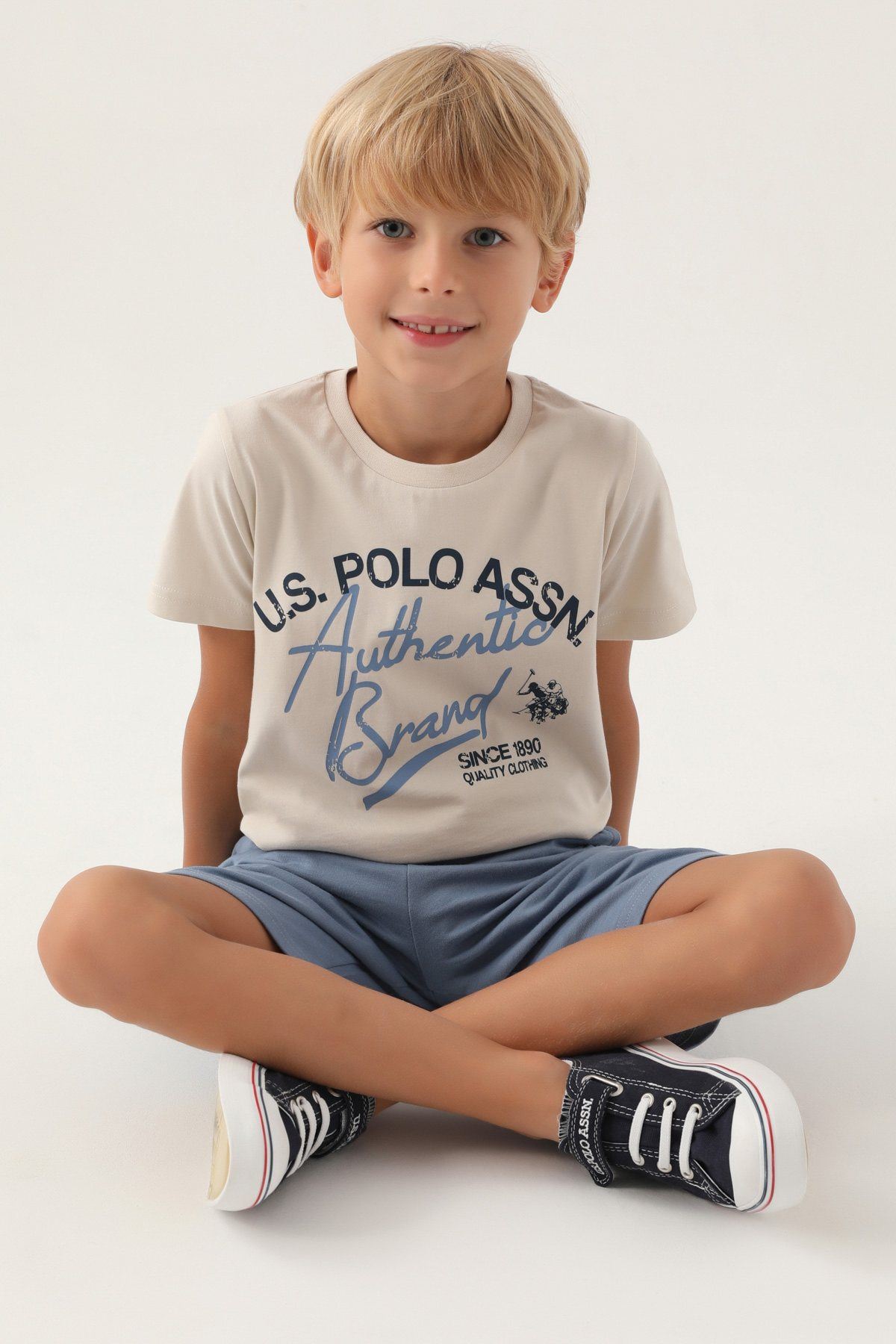 4-15 Yaş Lisanslı Us Polo ASSN Erkek Çocuk Takım -Bej