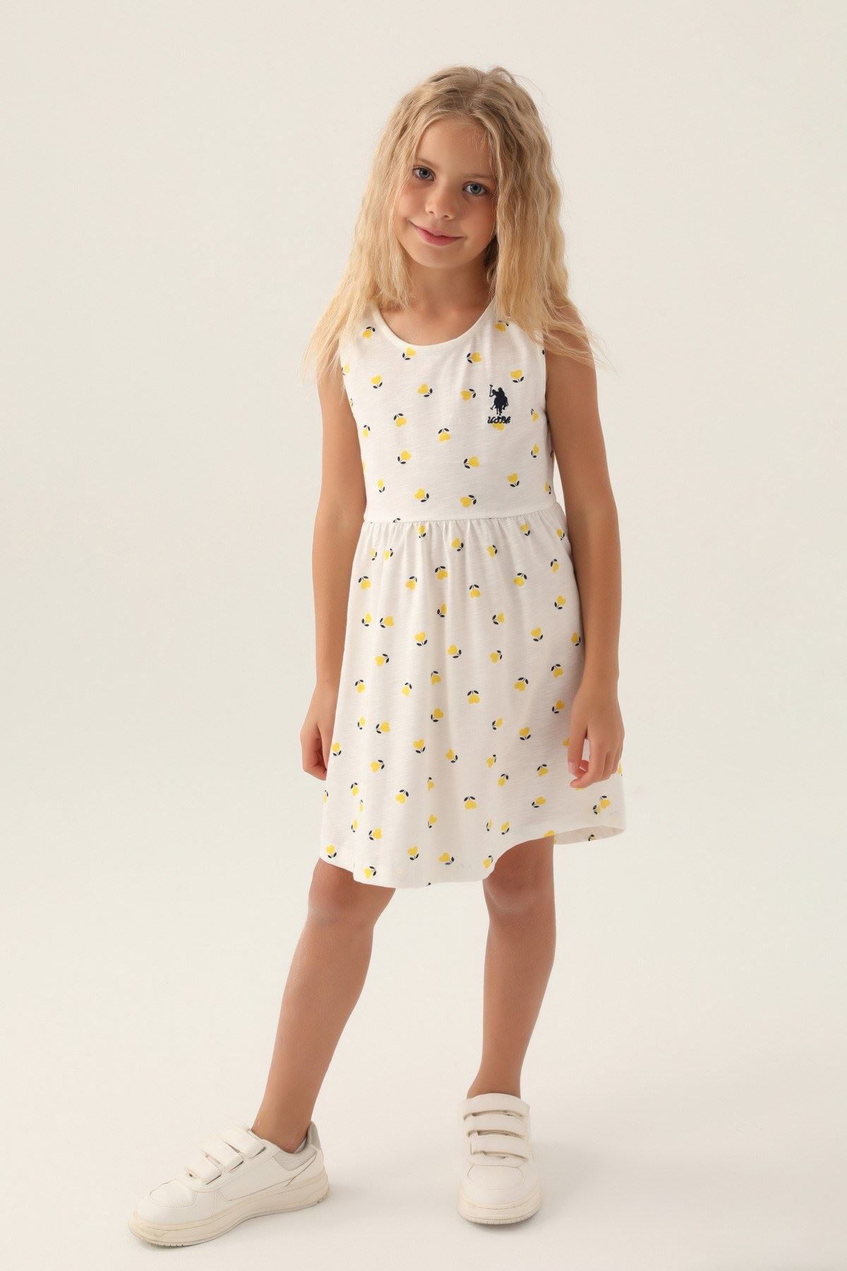 4-15 Yaş Lisanslı Us Polo ASSN Kız Çocuk Elbise -Sarı