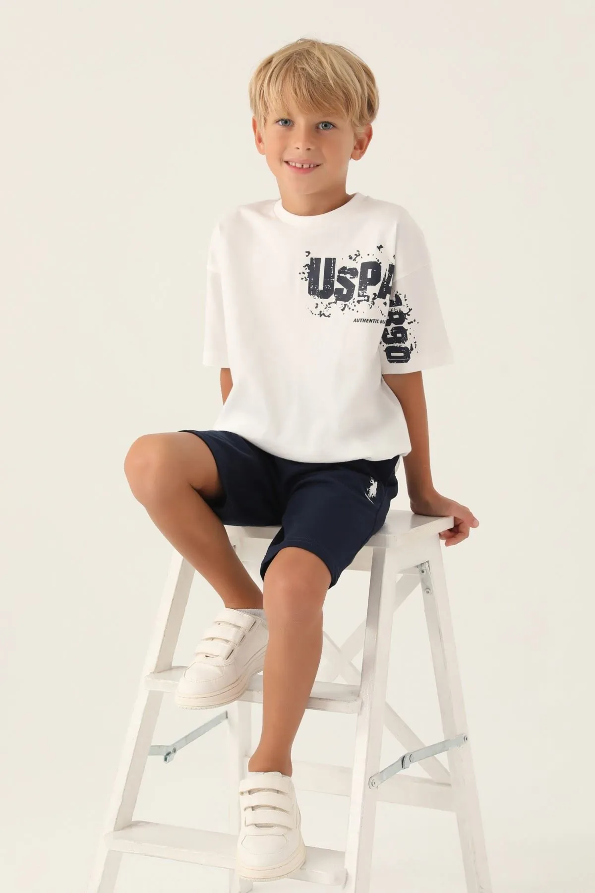 4-15 Yaş Lisanslı Us Polo ASSN Erkek Çocuk Takım -Ekru