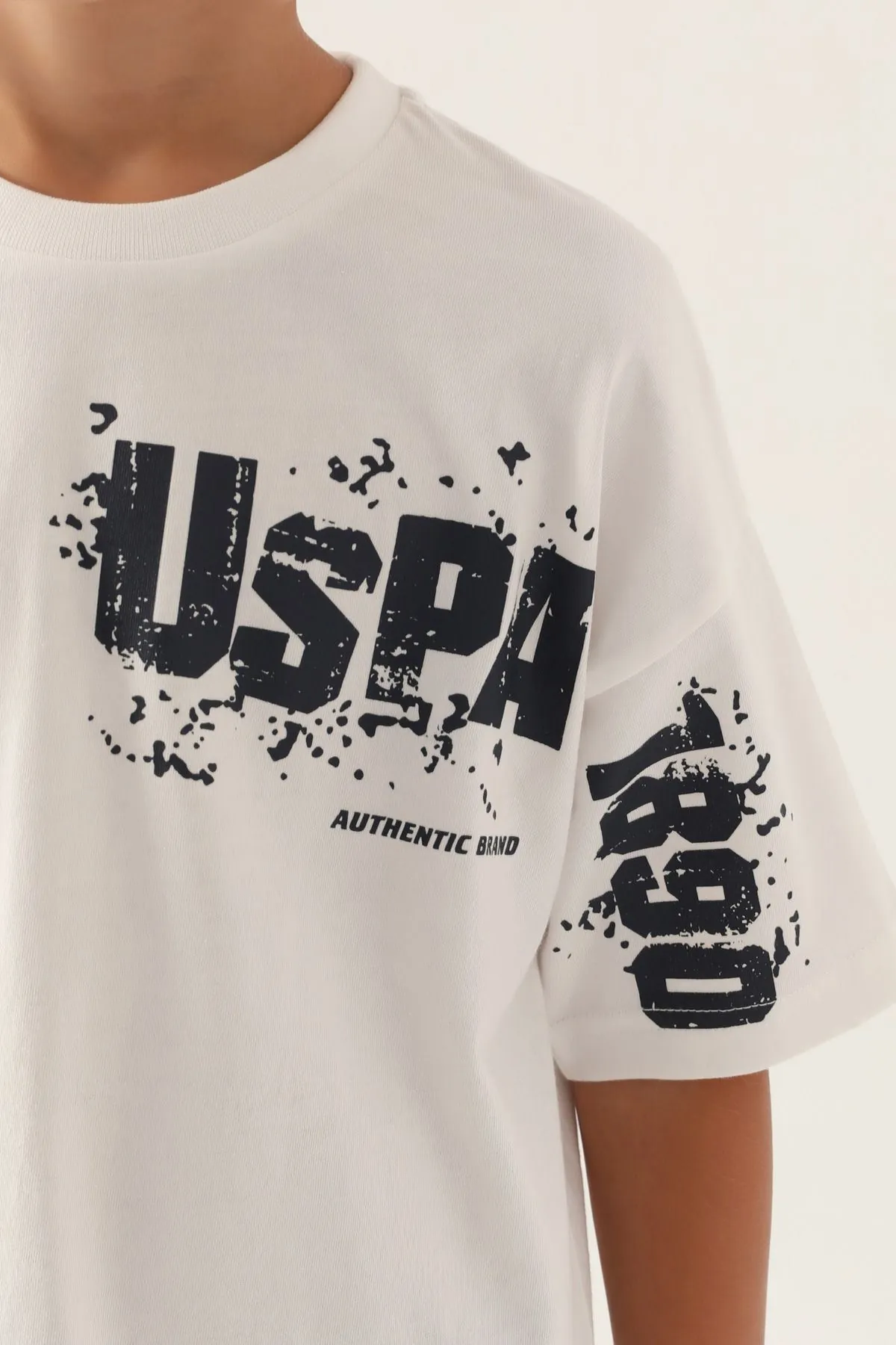 4-15 Yaş Lisanslı Us Polo ASSN Erkek Çocuk Takım -Ekru