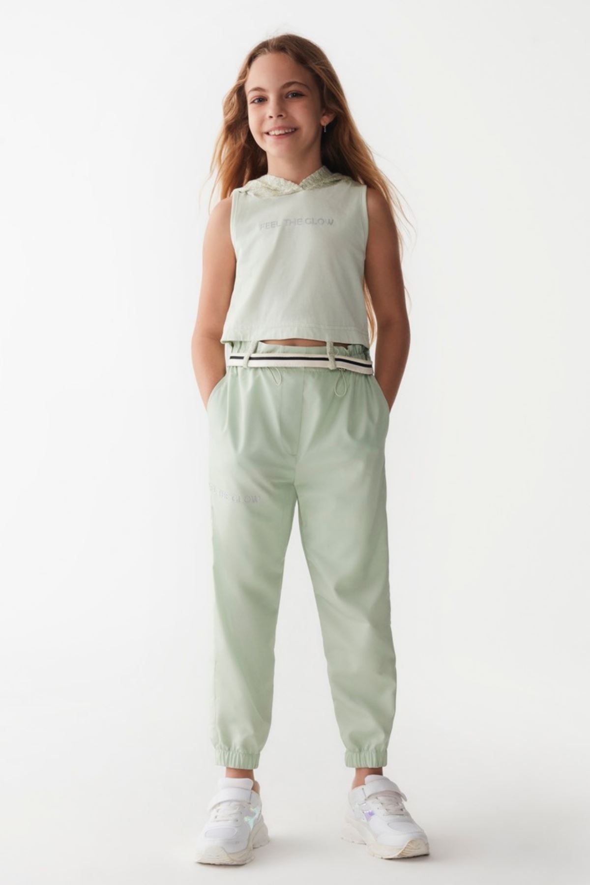 8-14 Yaş All Style Kız Çocuk Pantolonlu Takım -Yeşil
