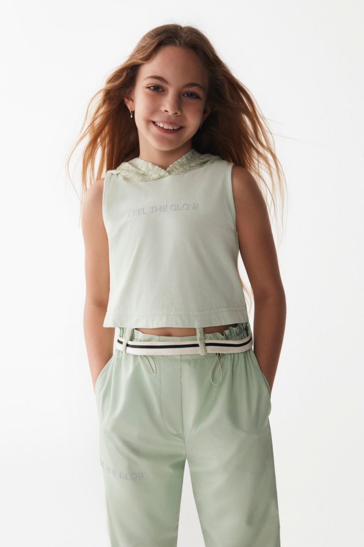 8-14 Yaş All Style Kız Çocuk Pantolonlu Takım -Yeşil